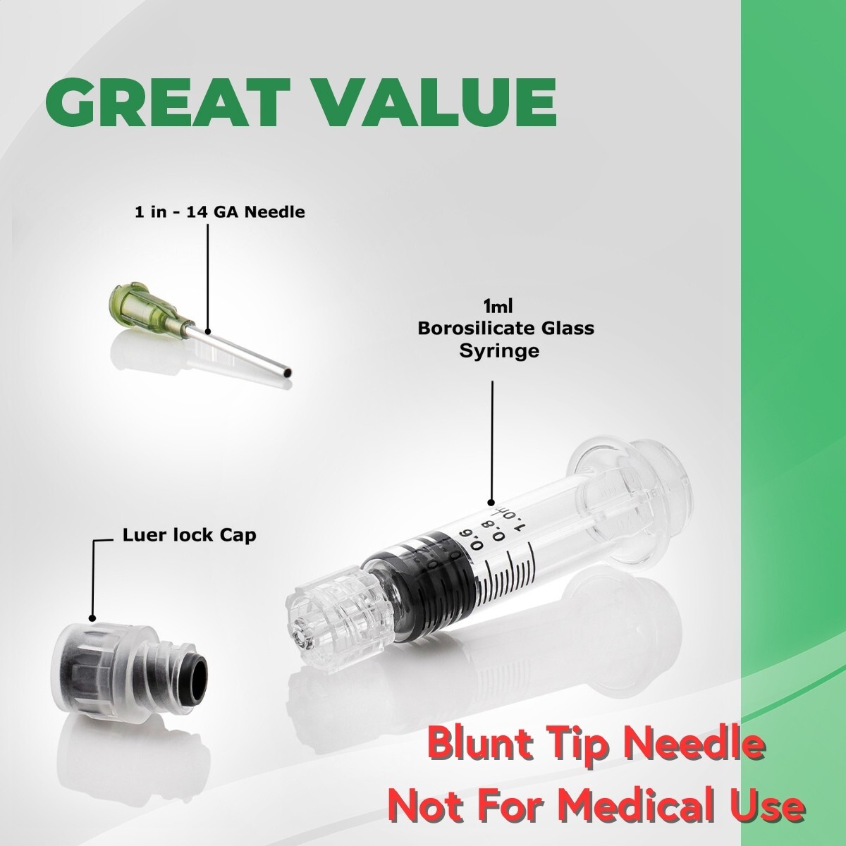 Kopperko 10 Pack 1ml Borosilicate Glass Luer Lock Syringes – Heat Resistant