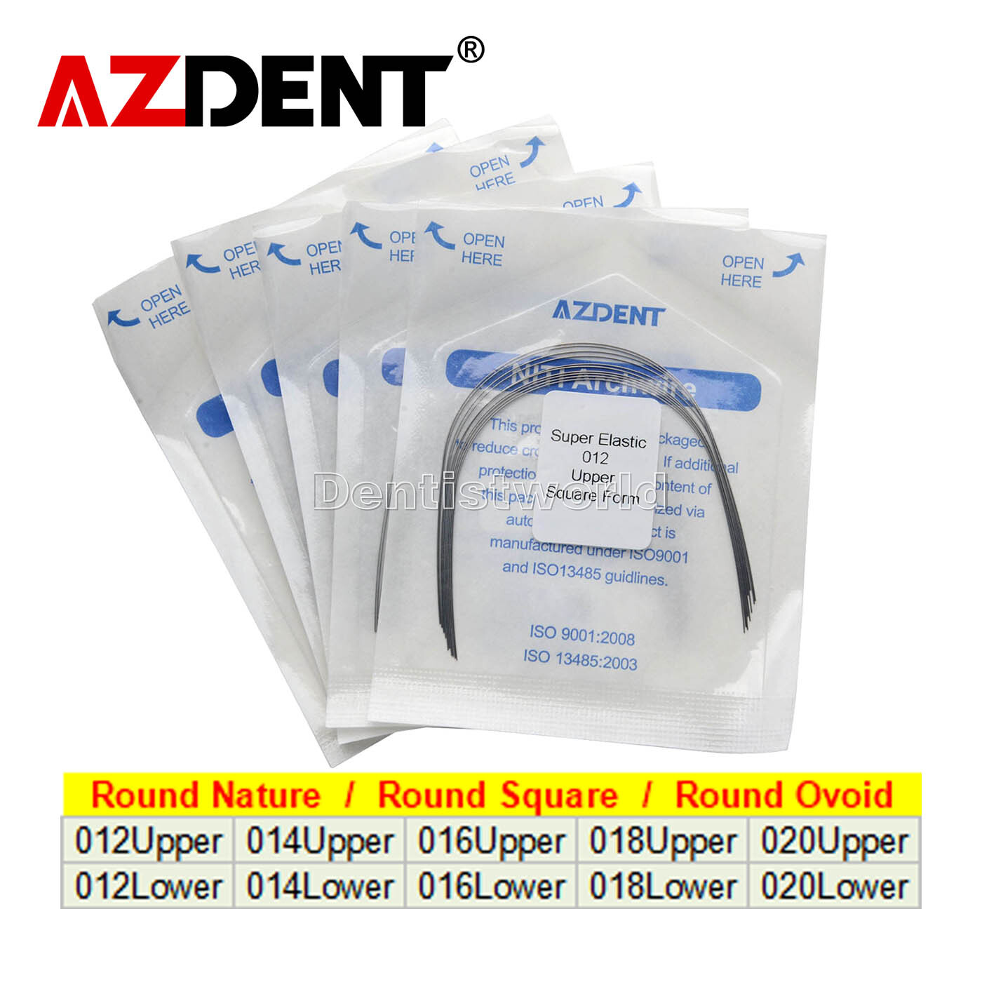 100pcs Dental Ortho Super Elastic Niti Round Arch Wires Natural/Ovoid/Square
