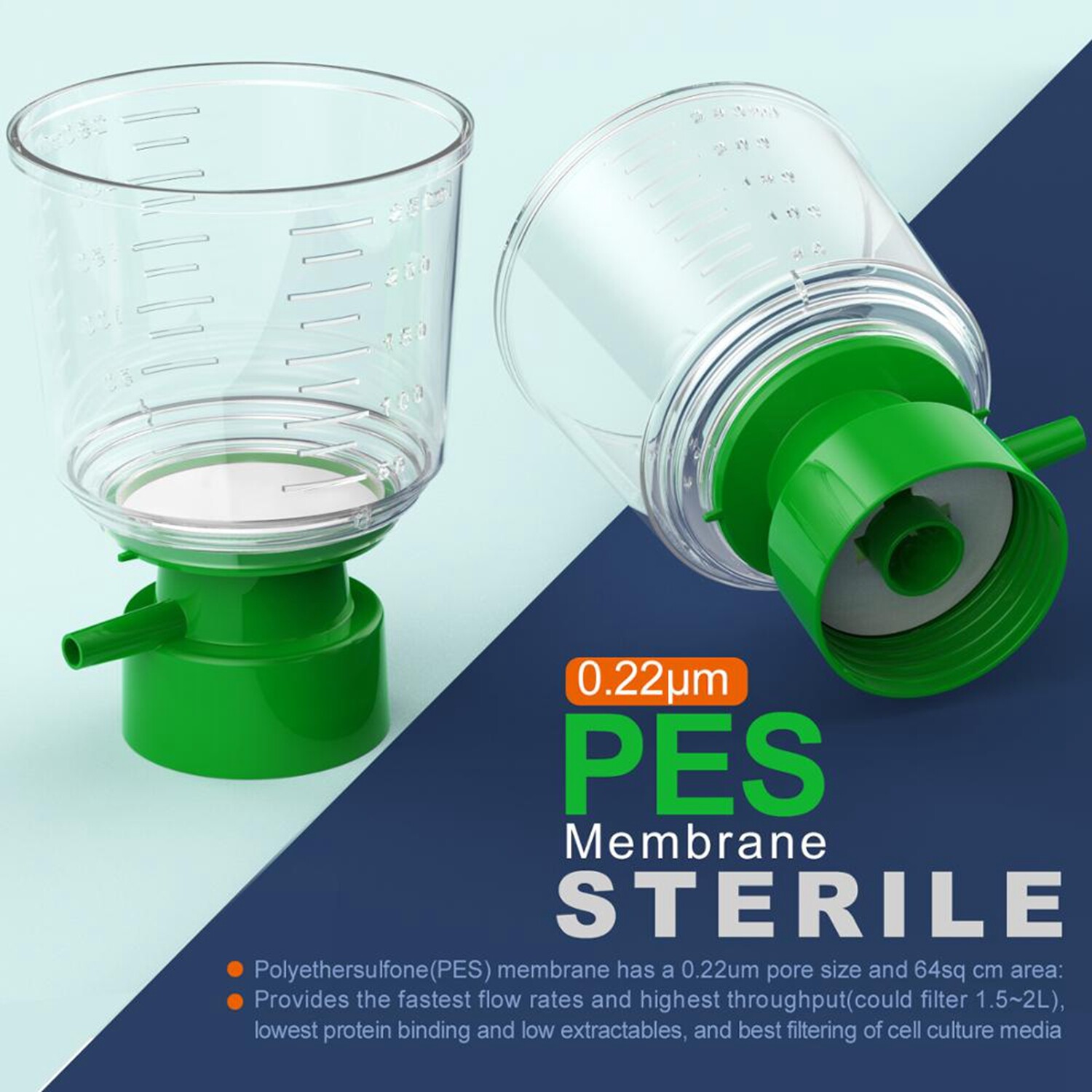 24 Pack Disposable Vacuum Filtration Bottle Top Polystyrene Filter Funnel 250mL