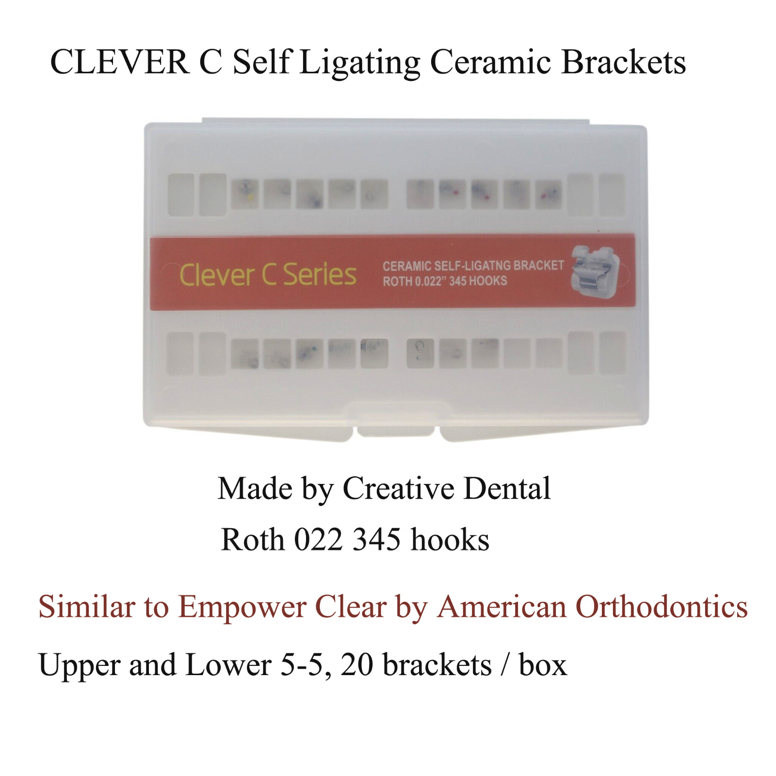Orthodontic Ceramic Self-Ligating Brackets Empower Clear Braces Roth 022 345hook