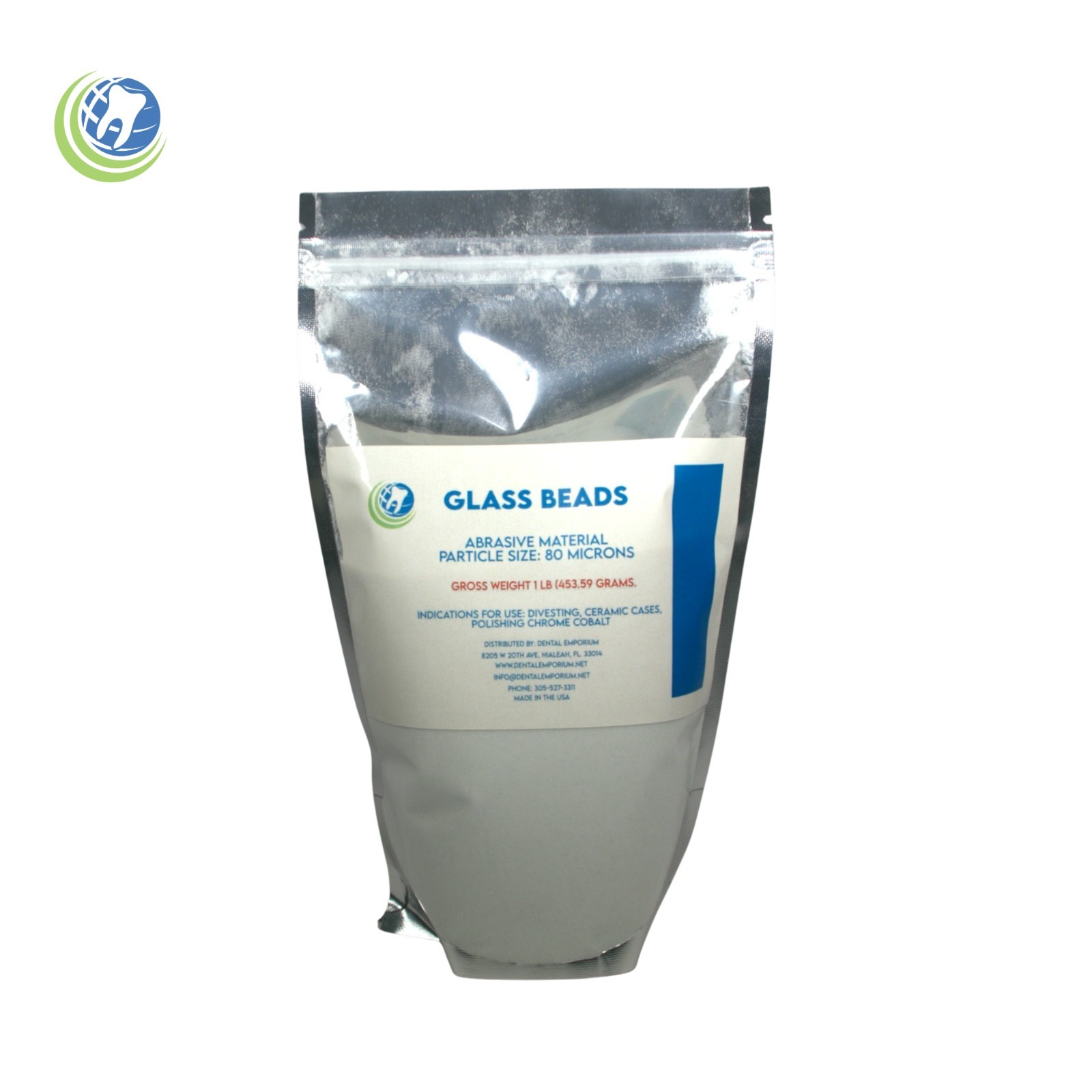 Glass Beads Abrasive Material for Ceramic Chrome Cobalt Polishing 1 Lb. 80Micron