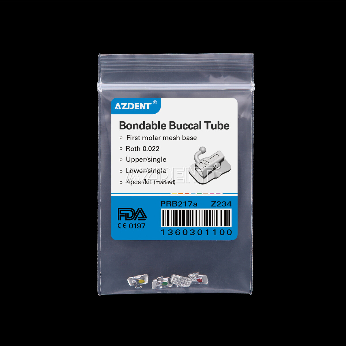 AZDENT Dental Ortho Single Bondable Buccal Tubes 1st/2nd Molar Roth/MBT 022