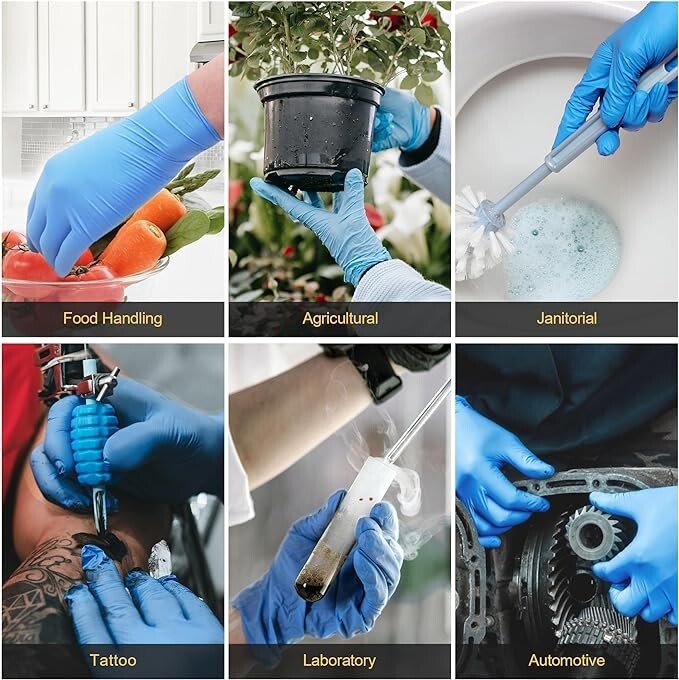 100 Disposable Blue Nitrile Gloves 5 mil Heavy Duty Gloves Latex Powder Free