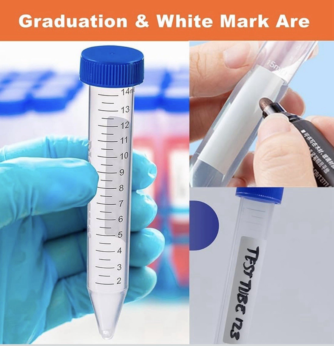 15 mL Conical Centrifuge Tubes / Graduated Blue Cap – 25 Pack