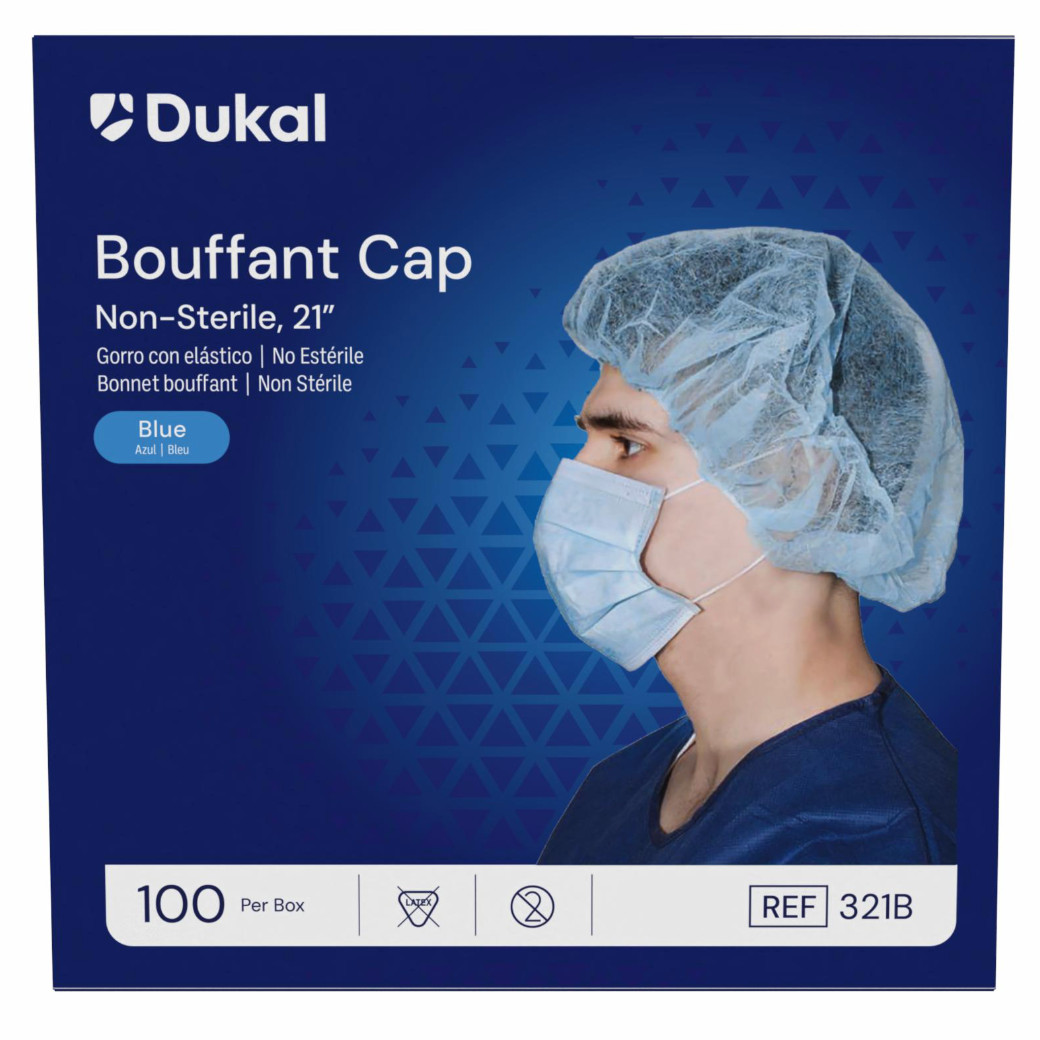 Dukal Bouffant Surgical Caps, 21″, Blue, Non-Sterile – Case of 500