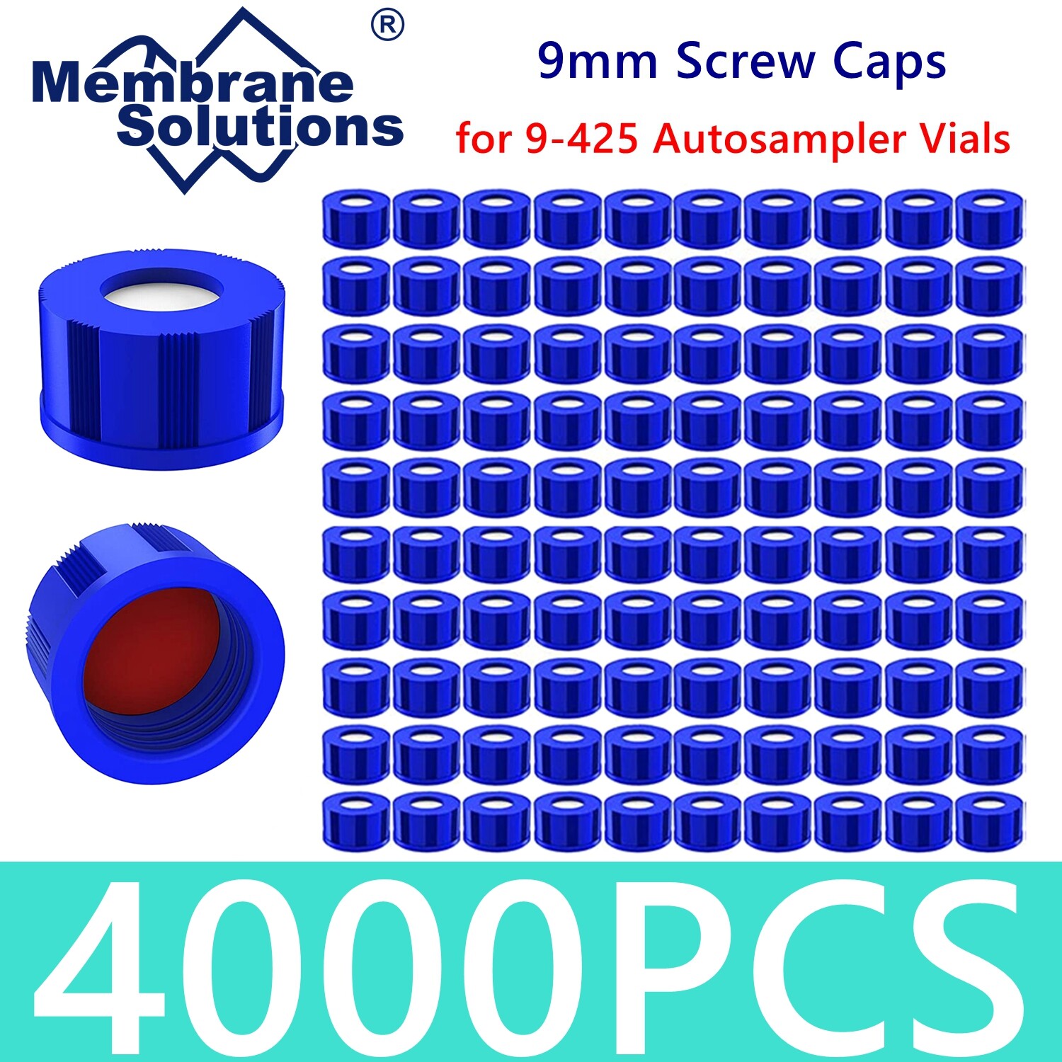50000Pcs 2ml Vial Caps 9mm Screw Top White Silicone/Red PTFE Septa 9-425 HPLC GC