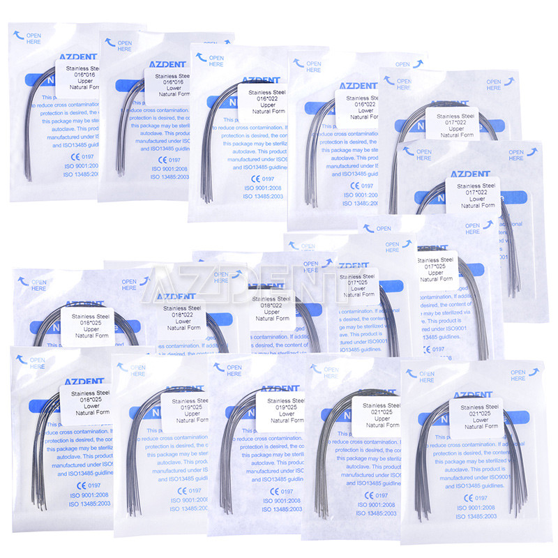 5 bags Dental Ortho Stainless Steel Rectangular Arch Wires Natural AZDENT 50pcs