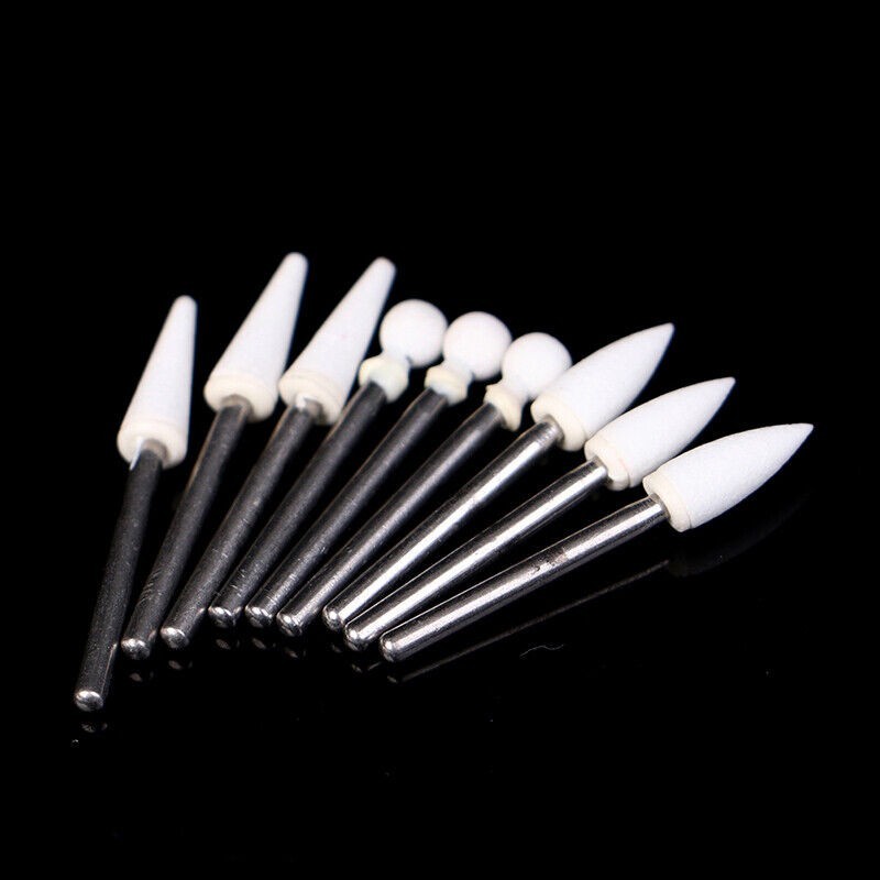 Dental White Stone Polishing Burs Flame/Cone/Round Mounted FG Abrasion Point