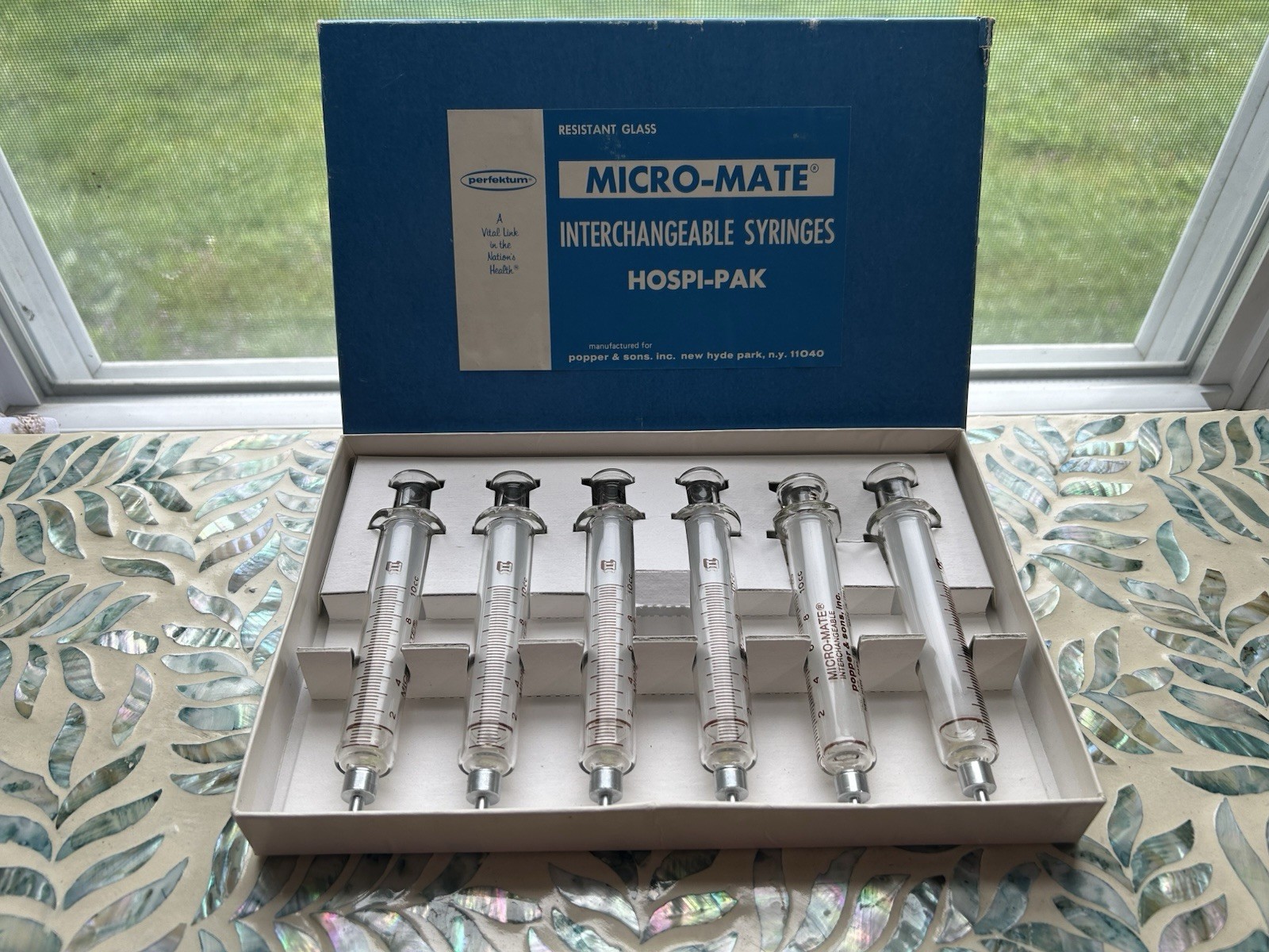 Popper Micro-Mate 10cc Glass syringe with luer lock tip, Box of 6, NEW