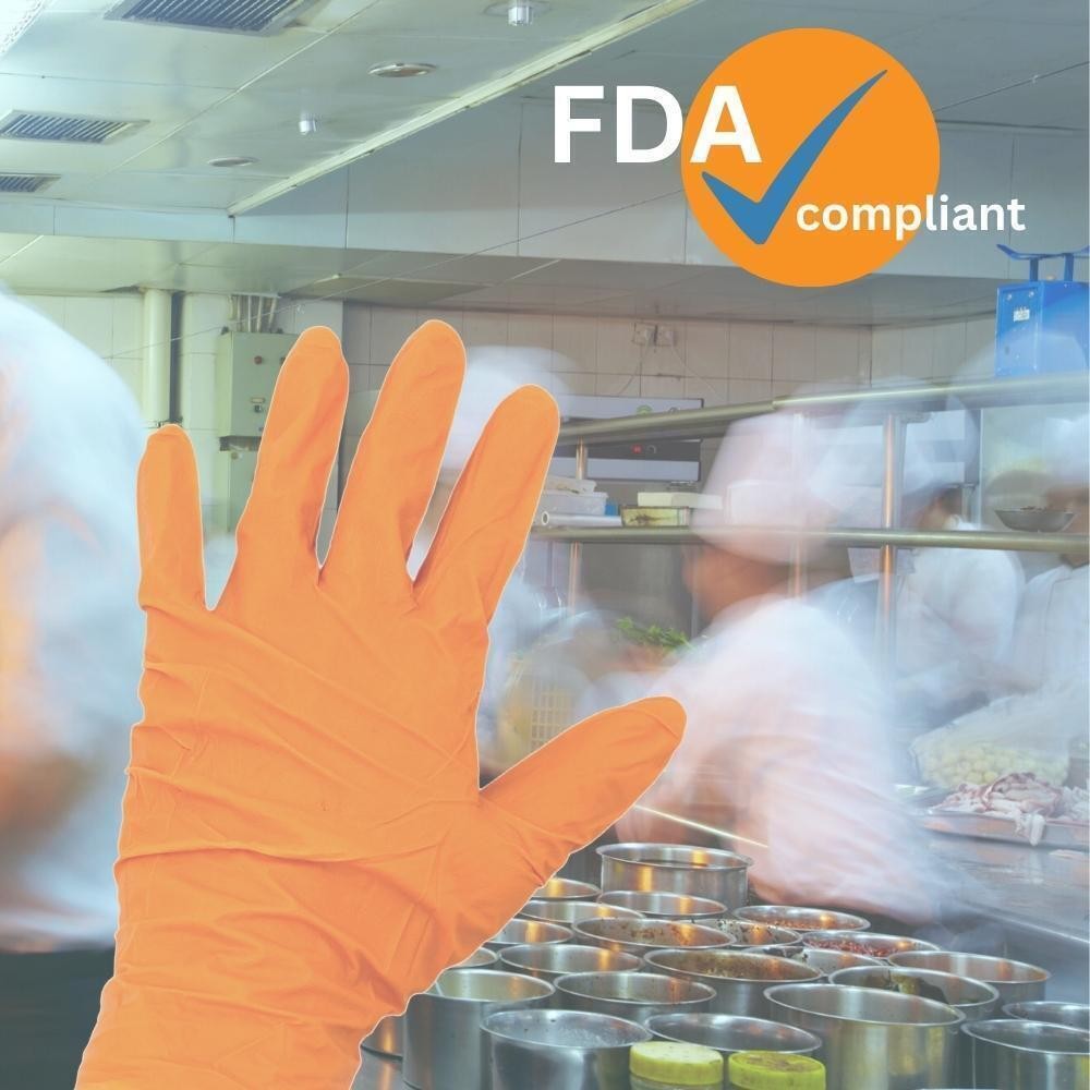 Medium 5 Mil Full Textured Orange Nitrile Powder Free Disposable Gloves 1000 Pcs