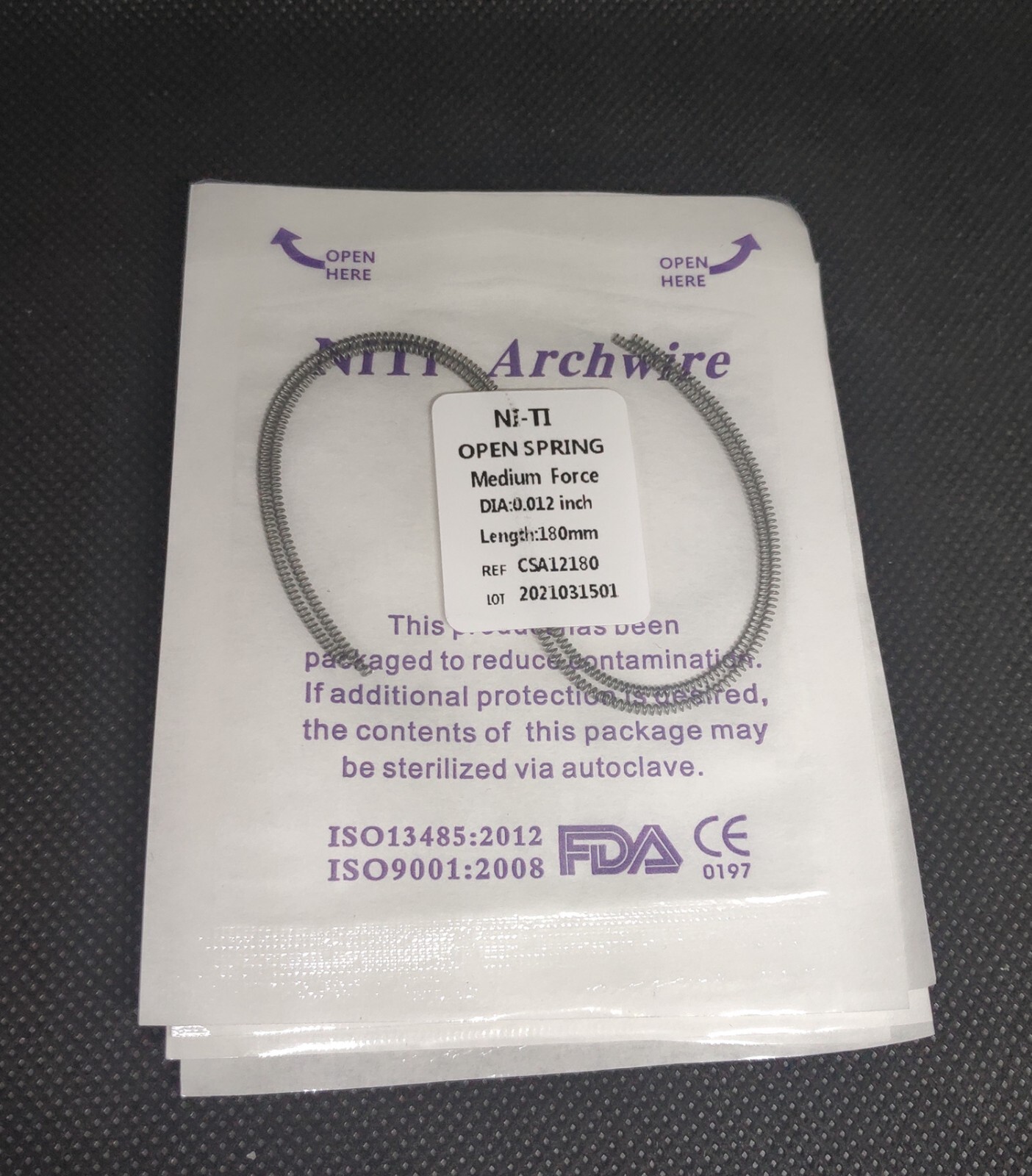 10 Packs Dental Orthodontic Open Coil Spring NiTi Alloy 0.012*180mm Medium Force