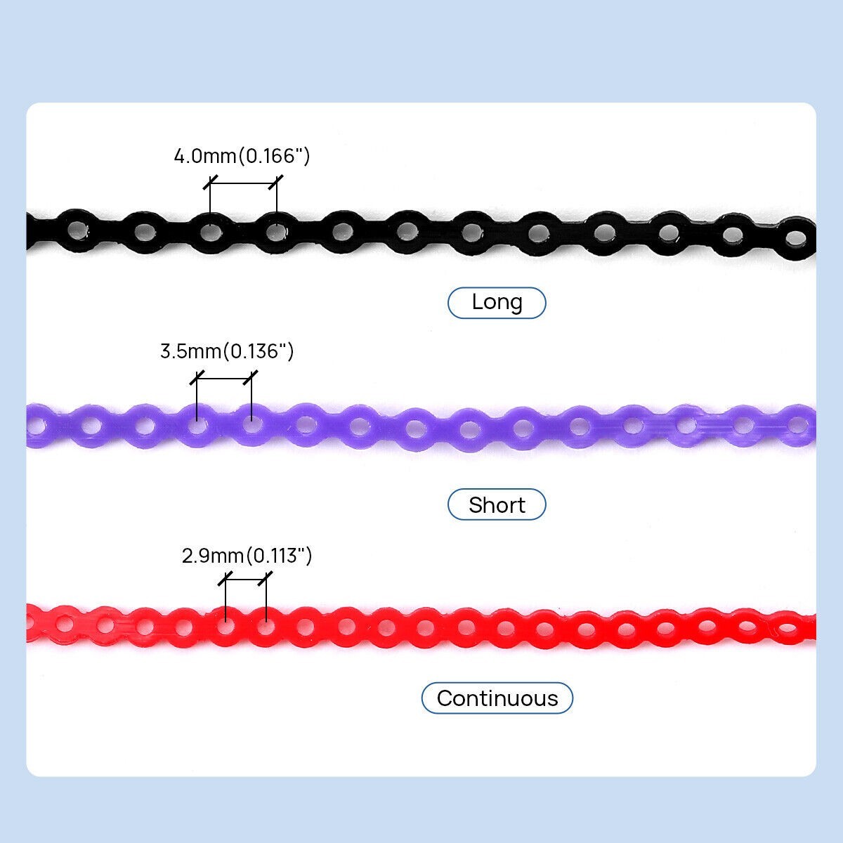 Dental Ortho Elastic Ultra Power Chain Rubber Braces Bands Long/Short/Continuous