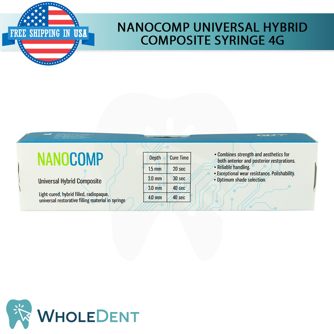 NanoComp Universal Hybrid Composite Dental Filling Syringe Restoration 4g Shades