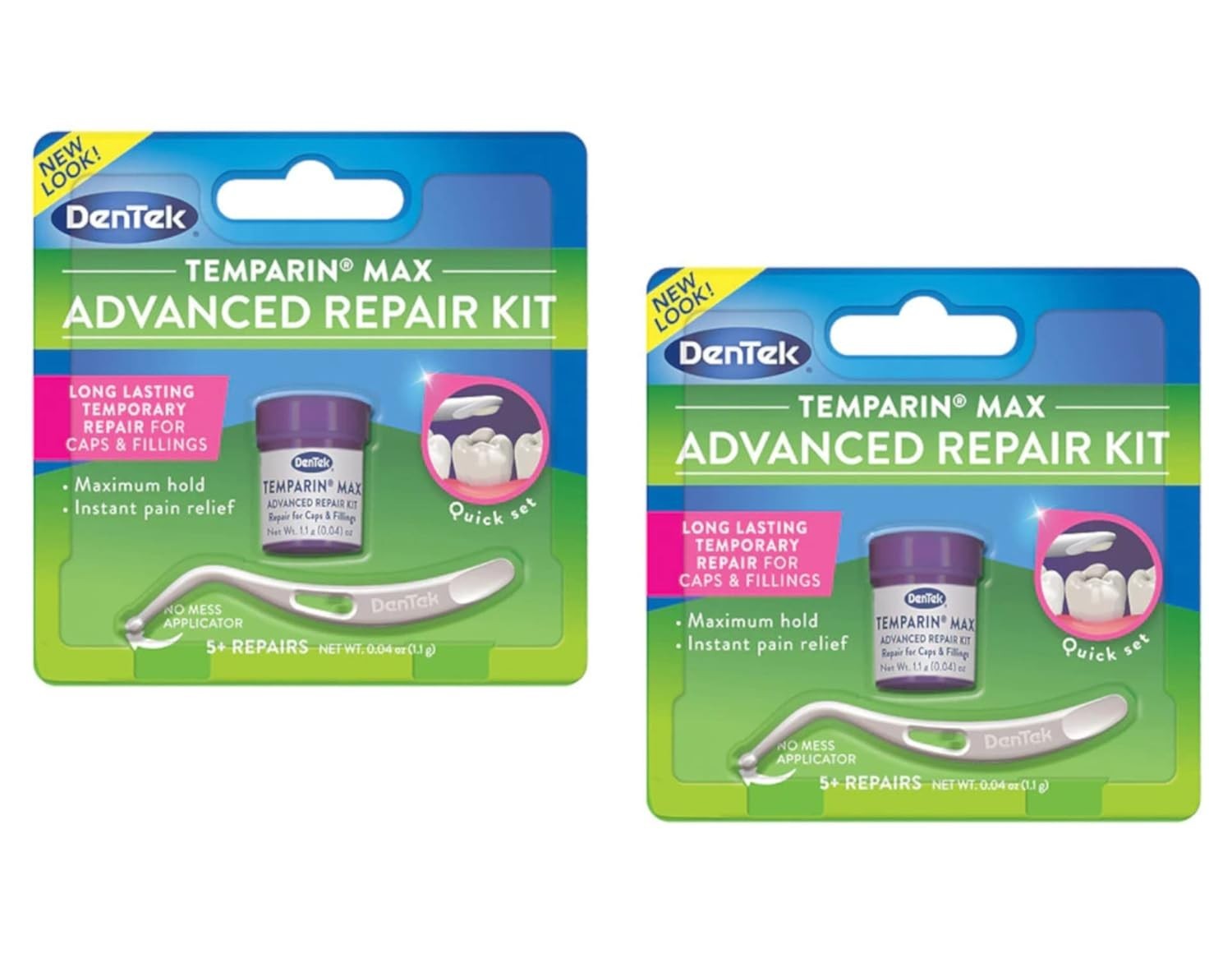Temparin Max Lost Filling & Loose Cap Repair Kit 2-Pack, Gel, Dentist-Quality