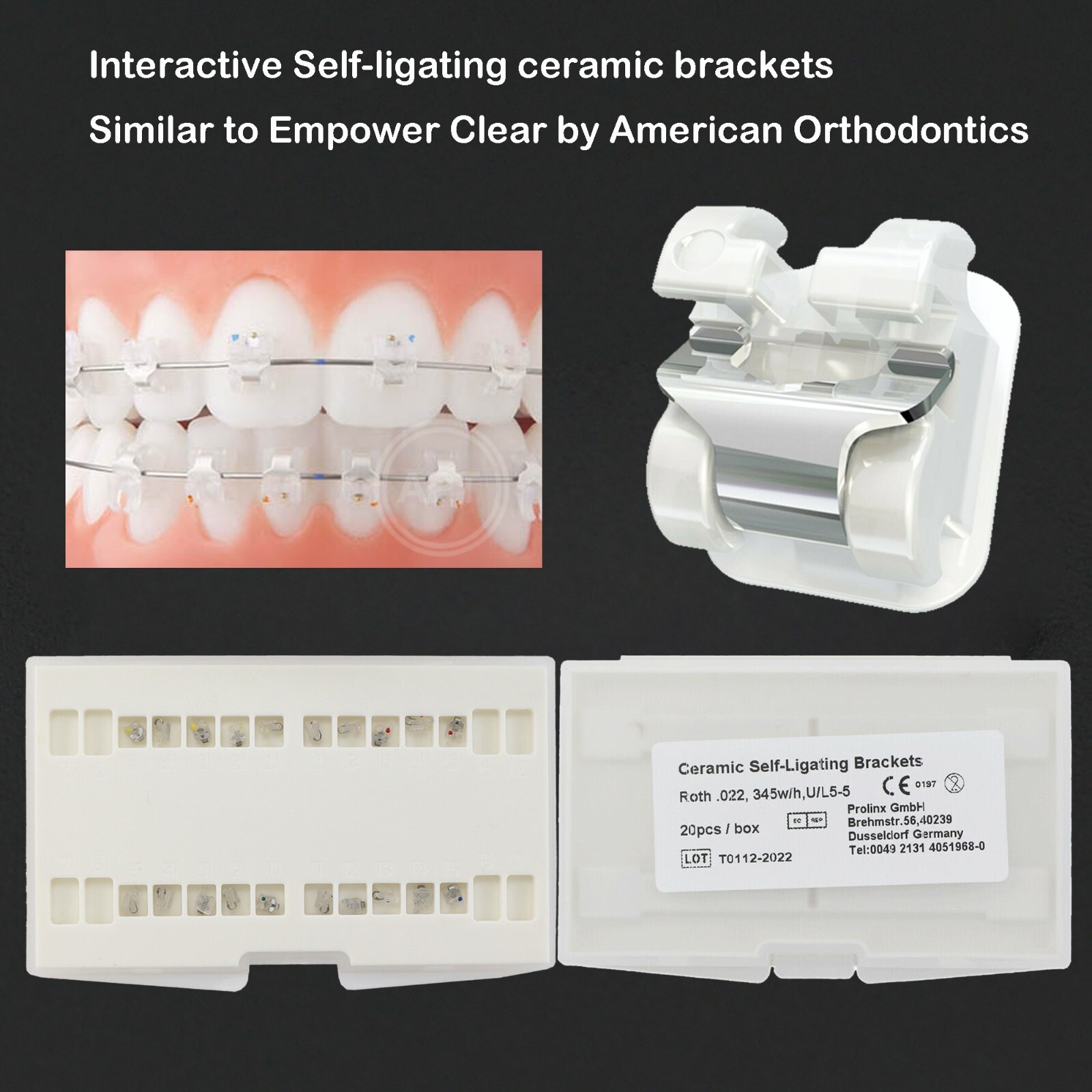 Dental Brackets Orthodontic Self Ligating Braces Metal Ceramic Roth MBT 022 345