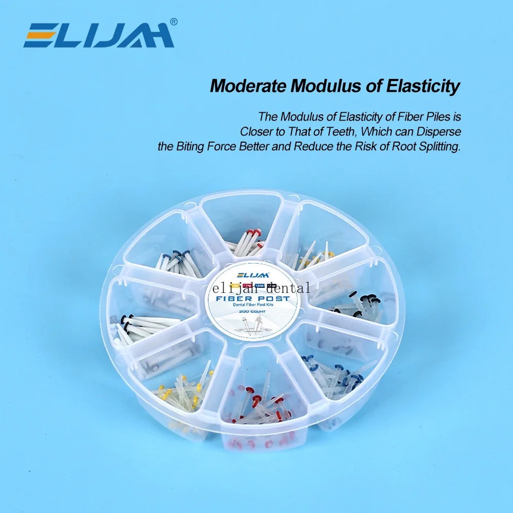 200Pcs/Box Dental Fiber Post Kits Screw/Straight Post Quartz Glass Thread Pile