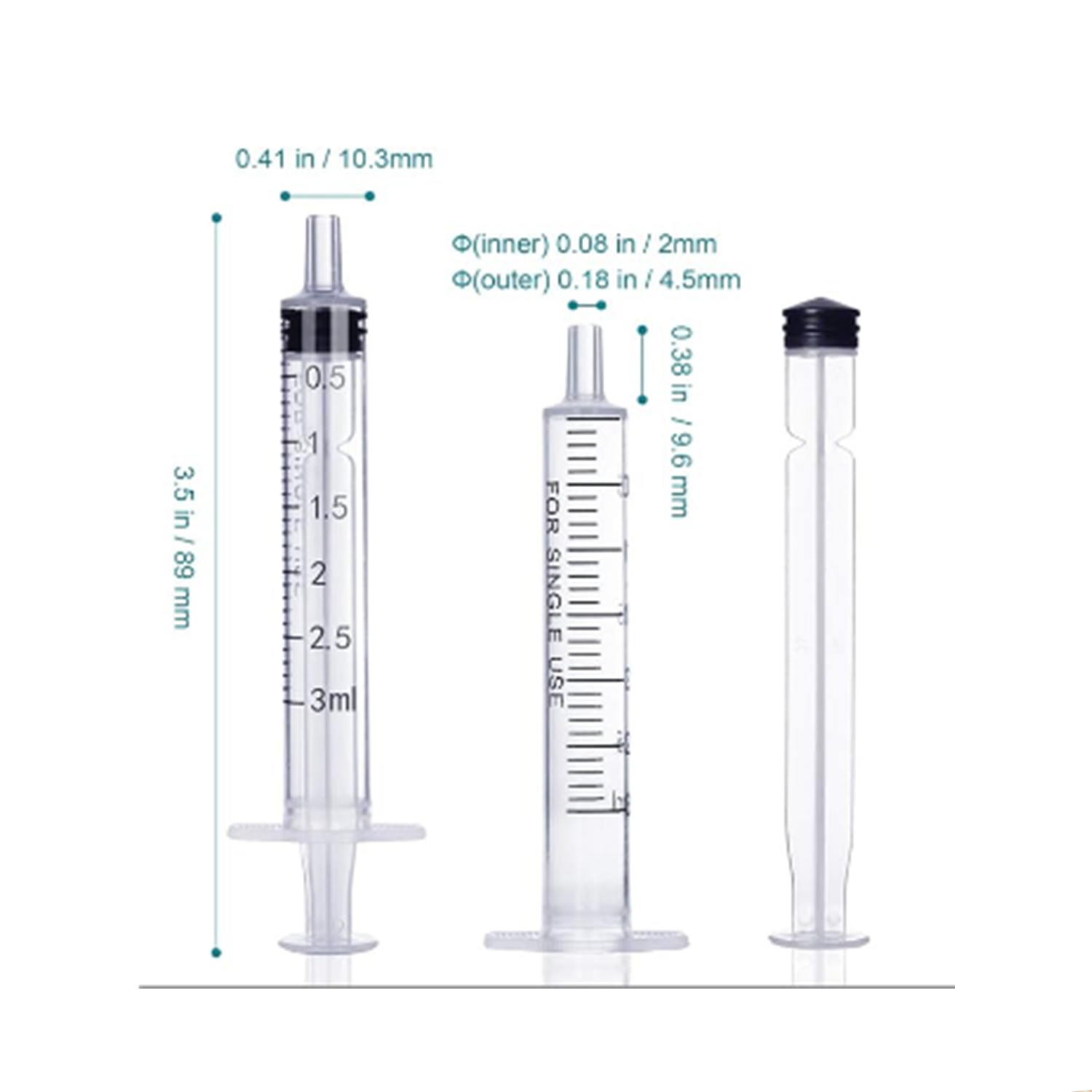 25/50/100 Pack 3ml 5ml Luer Slip Syringes without Needle, Disposable, Sterile