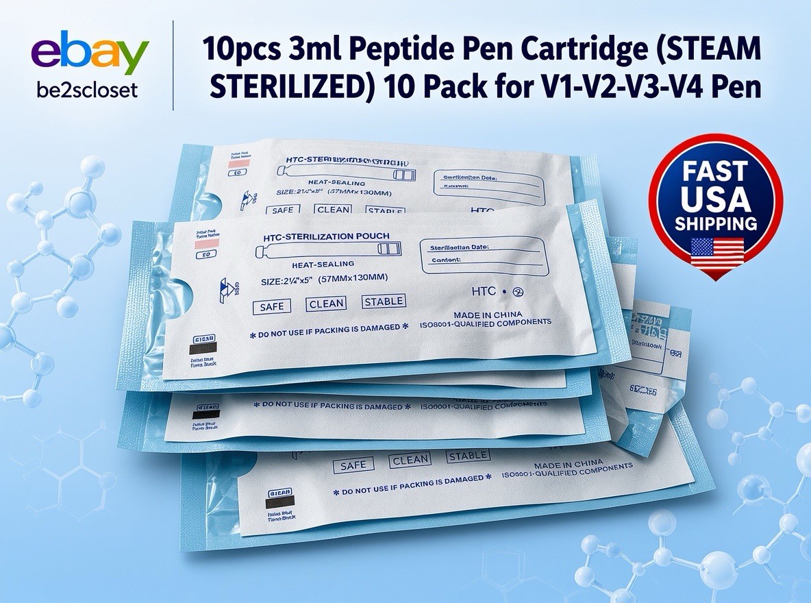 10pcs 3ml Peptide Pen Cartridges (Steam Sterilized) V1-V4 Pens 🧪Fast Shipping