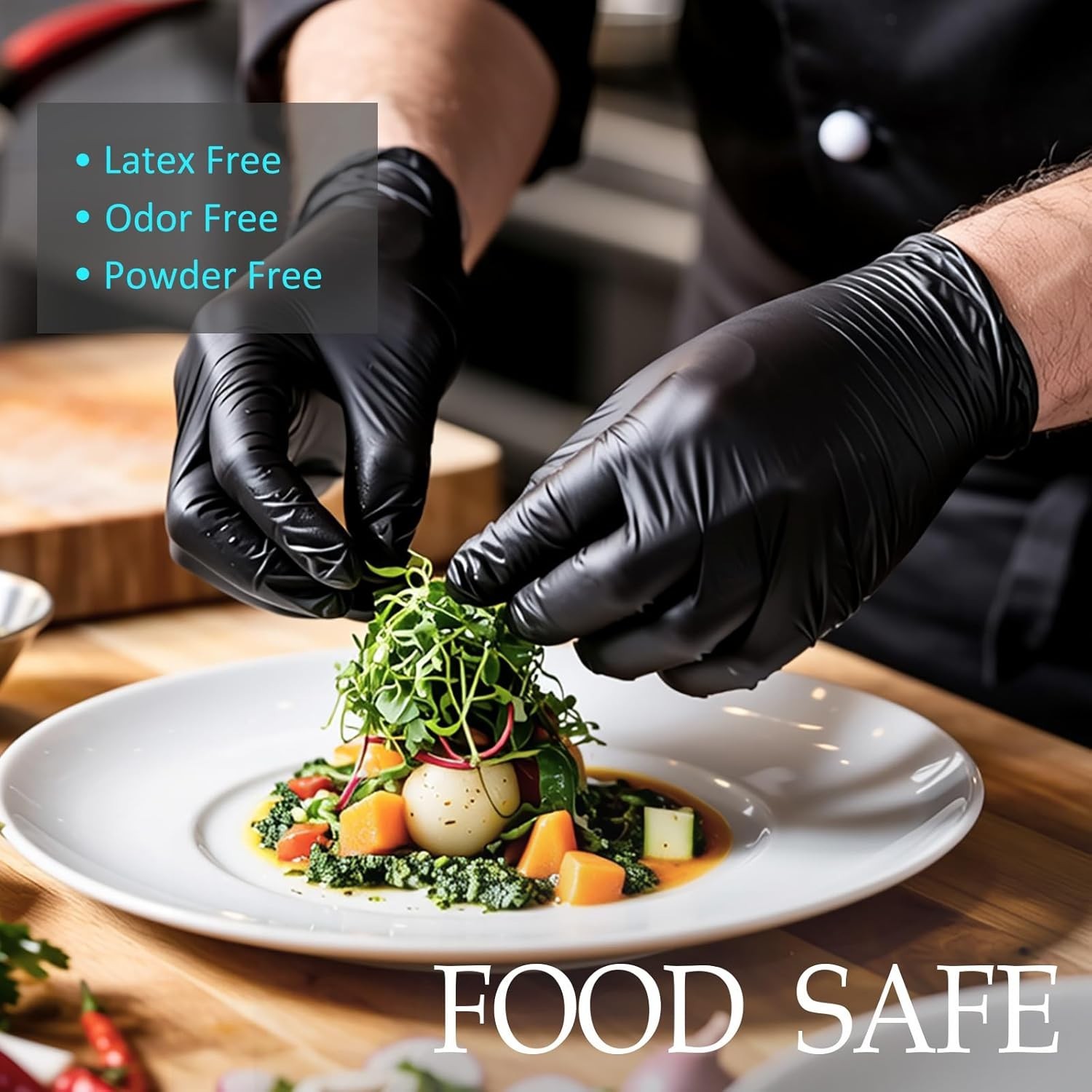 Black Disposable Nitrile Gloves, 6Mil 100 Pcs Food Safe Cooking Gloves Latex …