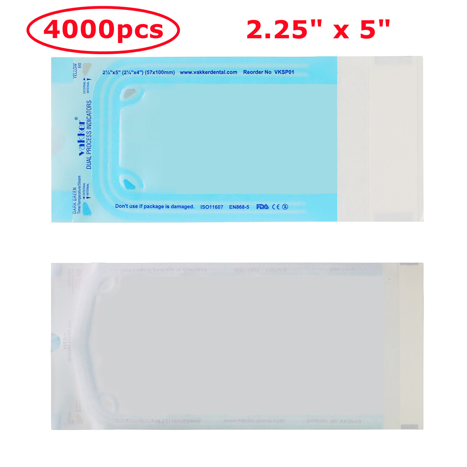 4000pc 2.25″ x 5″ Self Sealing Sterilization Pouches Medical Dental Bag