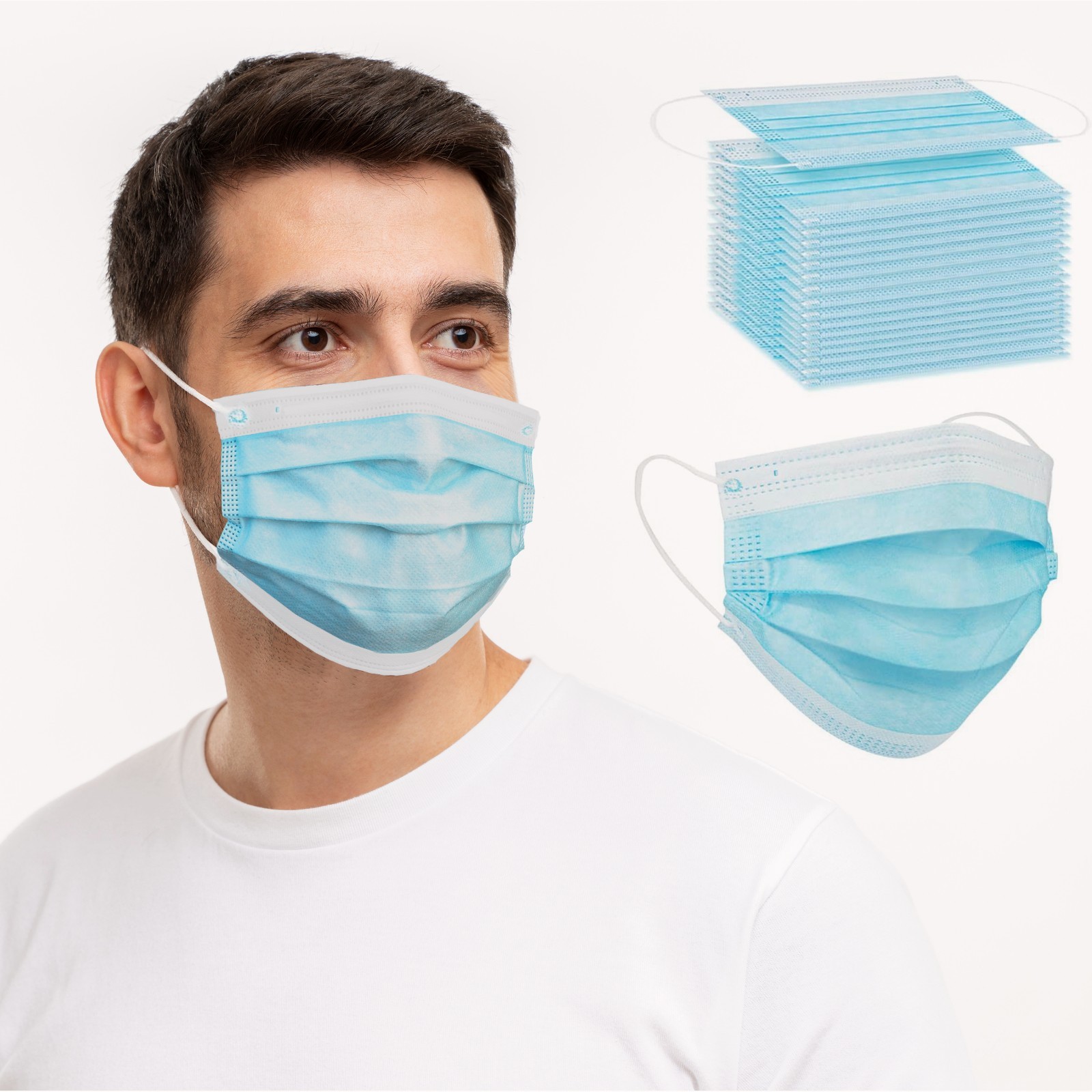 50/100/200 Pack Disposable Face Mask Ear loop Non Surgical Mouth Cover Masks