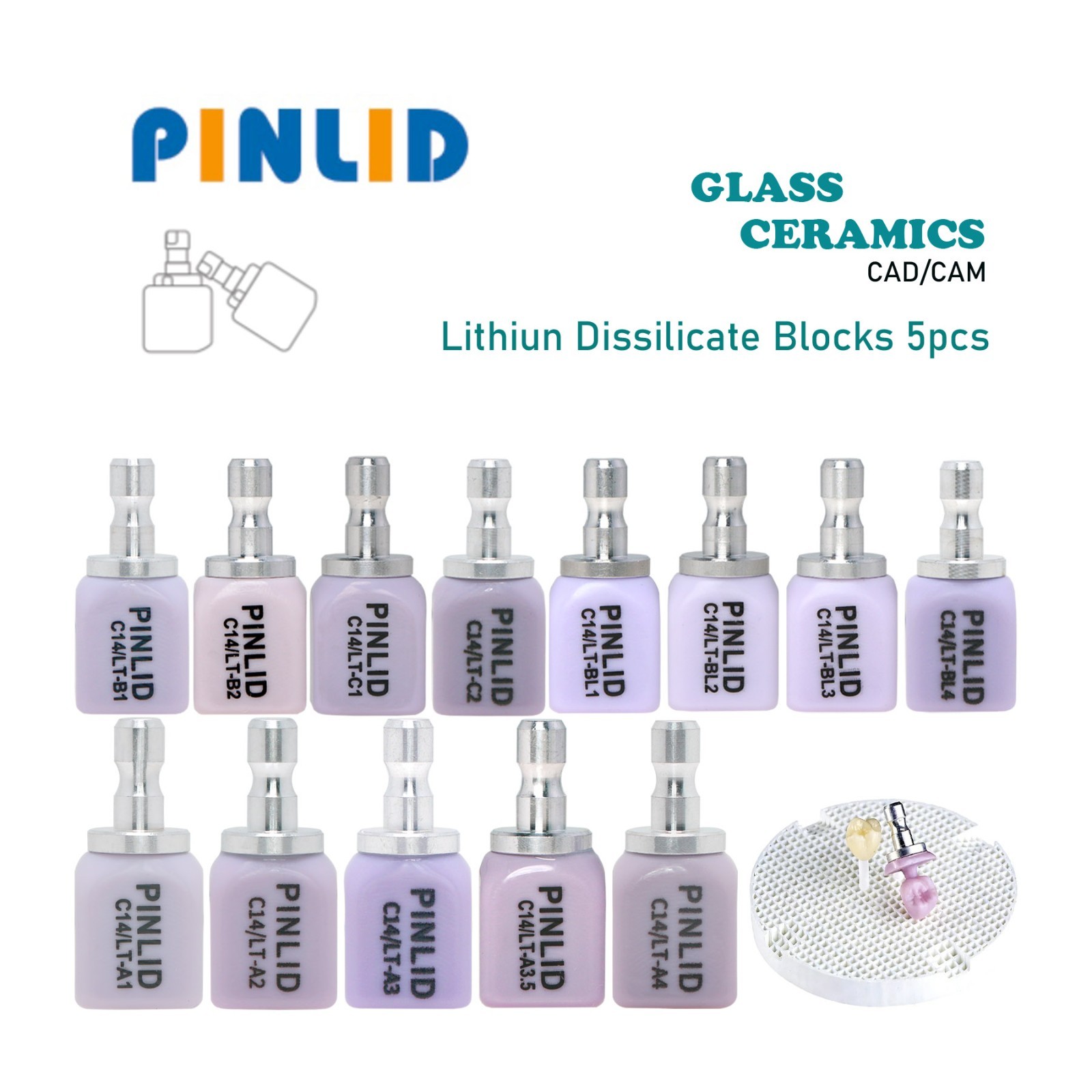 US C14 HT/MT/LT Lithium Disilicate Ceramic Multi Boxes For CEREC Dental Milling