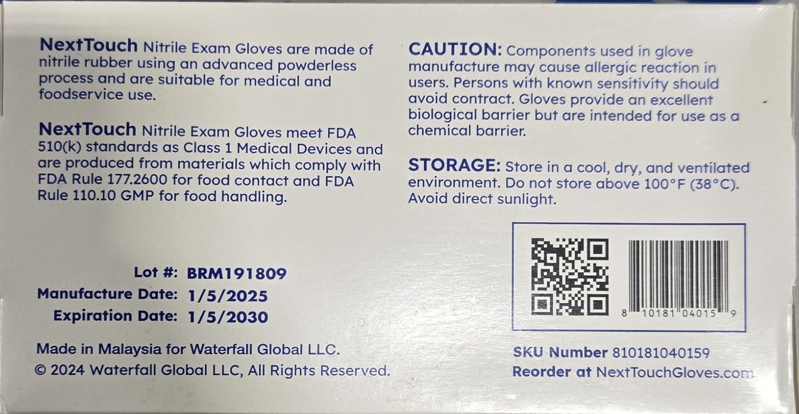 GENERIC NITRILE EXAM GLOVES, NON-STERILE, AMBIDEXTROUS – SIZE: MEN S – BLACK