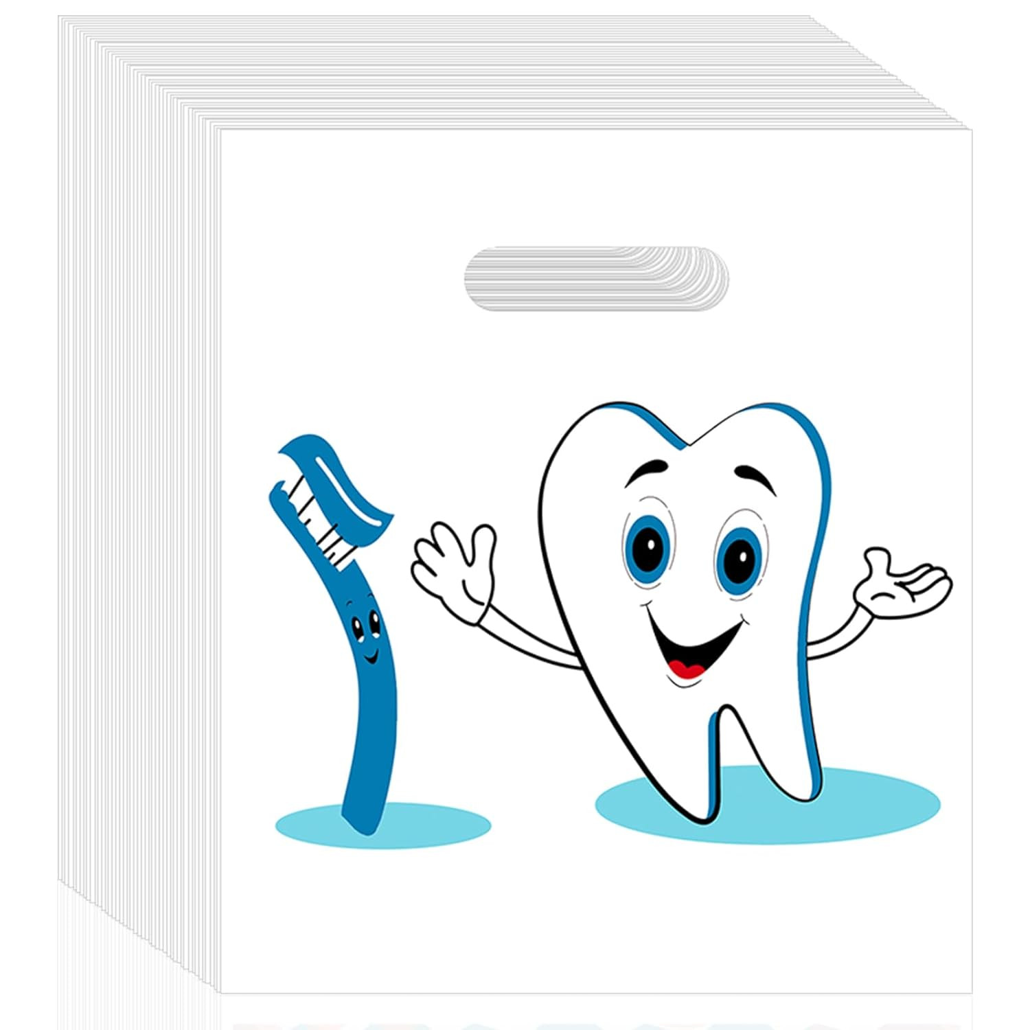100 Pcs Dental Bags, 9 X 8 Inches Tooth Patient Care Goodie Bags, for Dental …