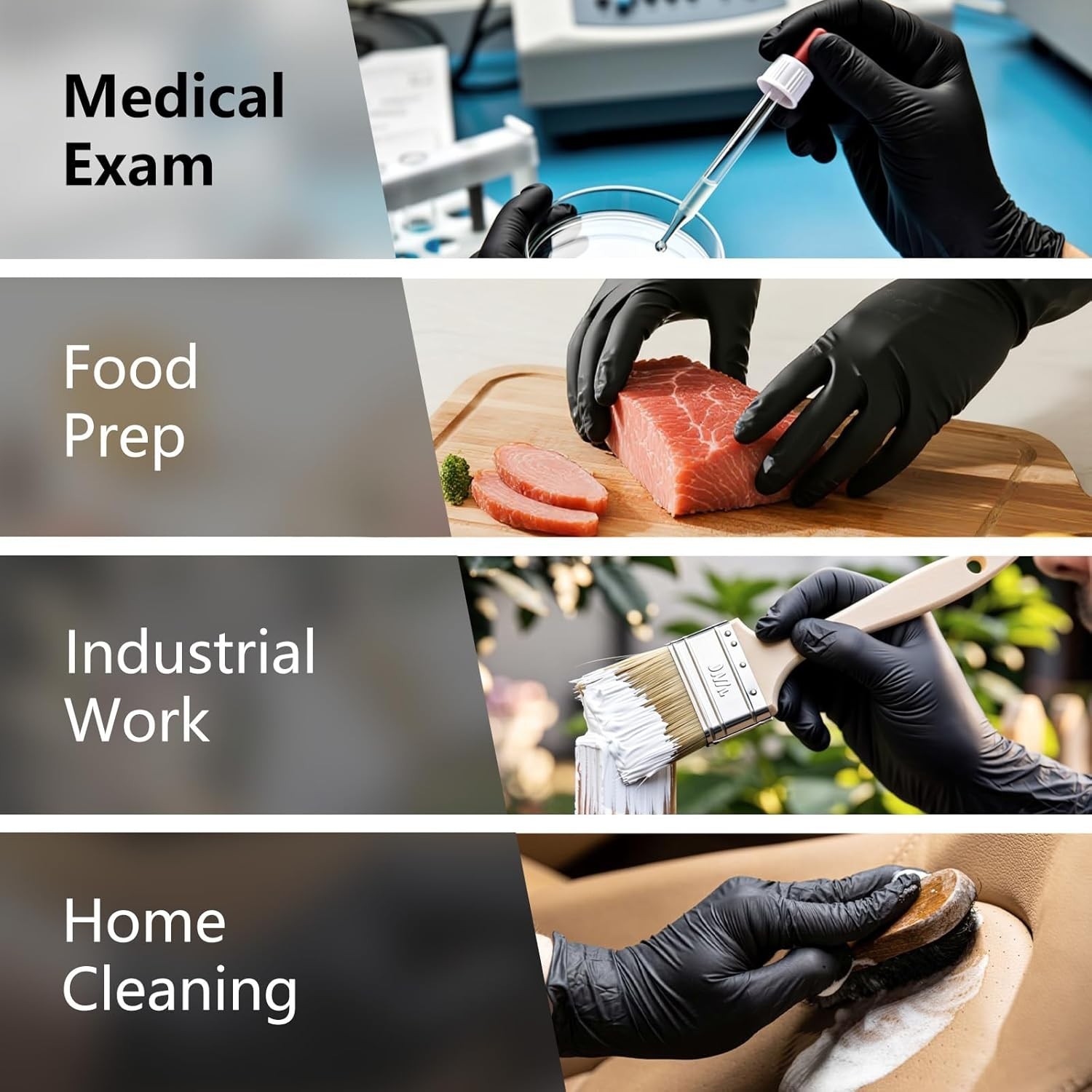 Black Disposable Nitrile Gloves, 6Mil 100 Pcs Food Safe Cooking Gloves Latex …