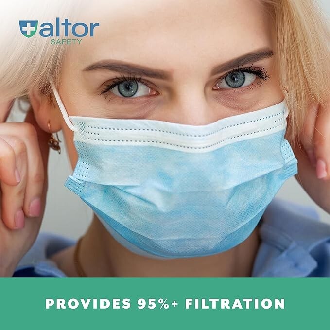 MADE IN USA Altor Safety 4ply Blue Face Mask Comfortable Breathable ✅✅✅