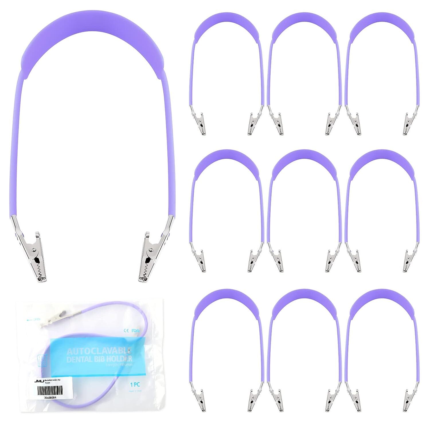 JMU 10pcs Dental Bib Clips Autoclavable Napkin Bibs Holder Individually Wrapped