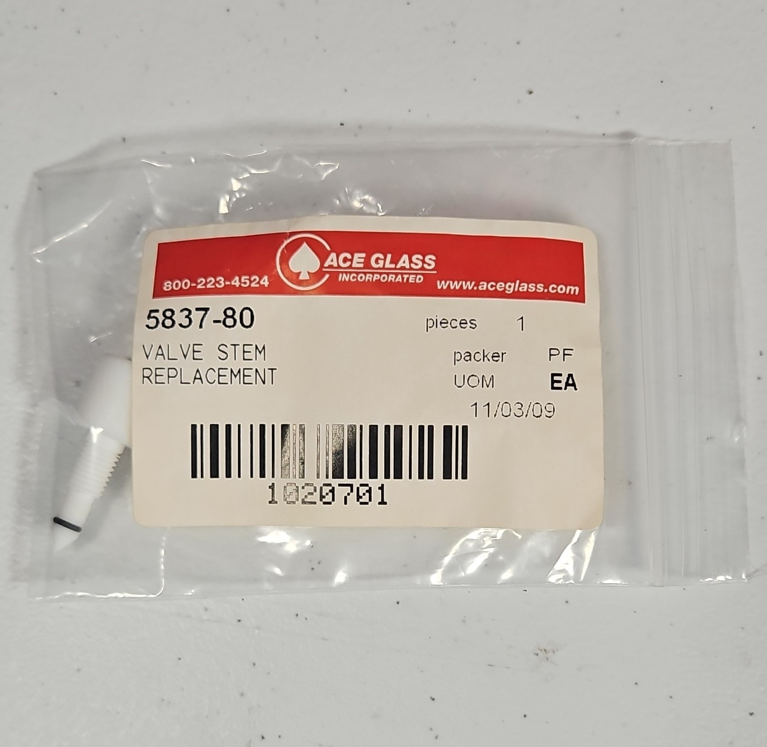 Ace Glass 5837-80 Valve Stem Replacement for Physical Laboratory
