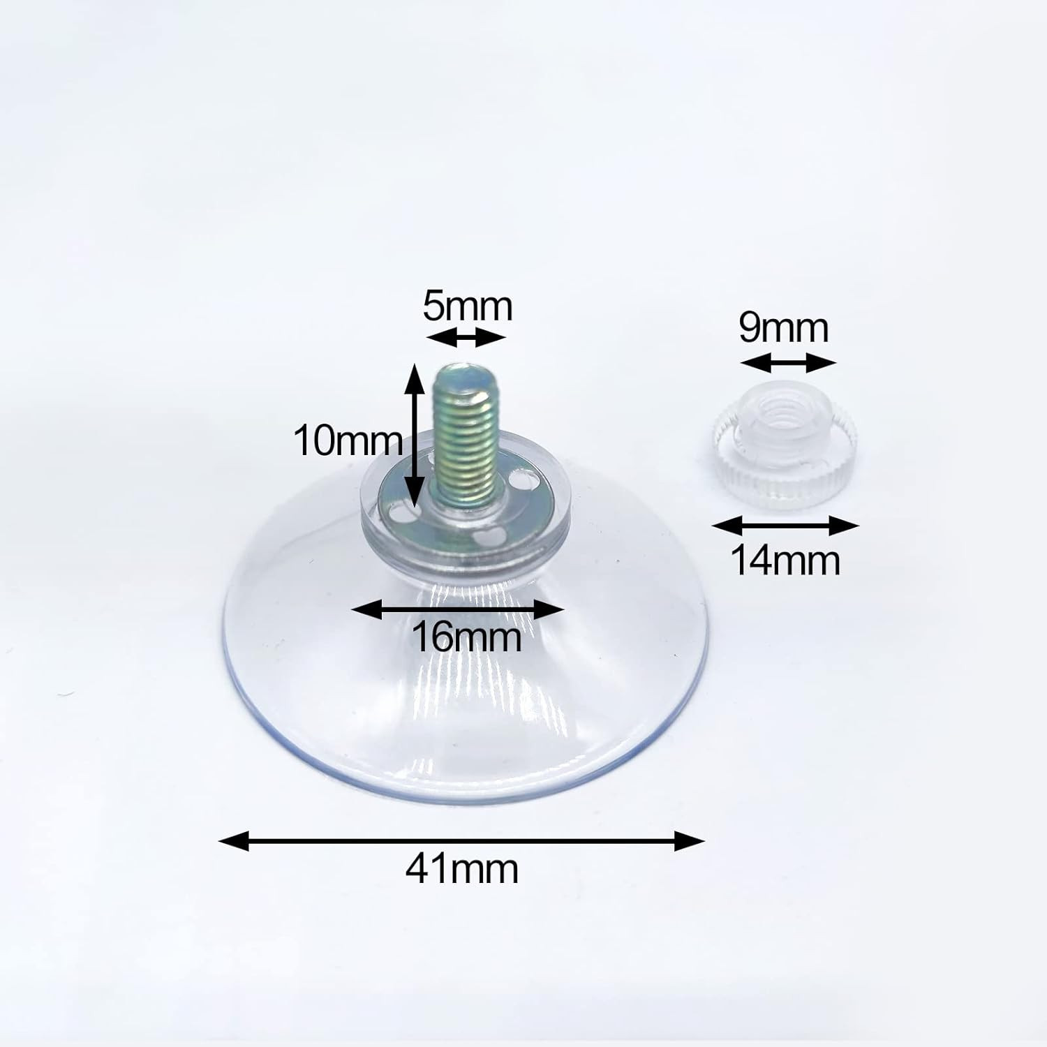 6 PZS Ventosas Cristal PVC 41mm Transparentes Adhesivas Fuerte sin Ganchos