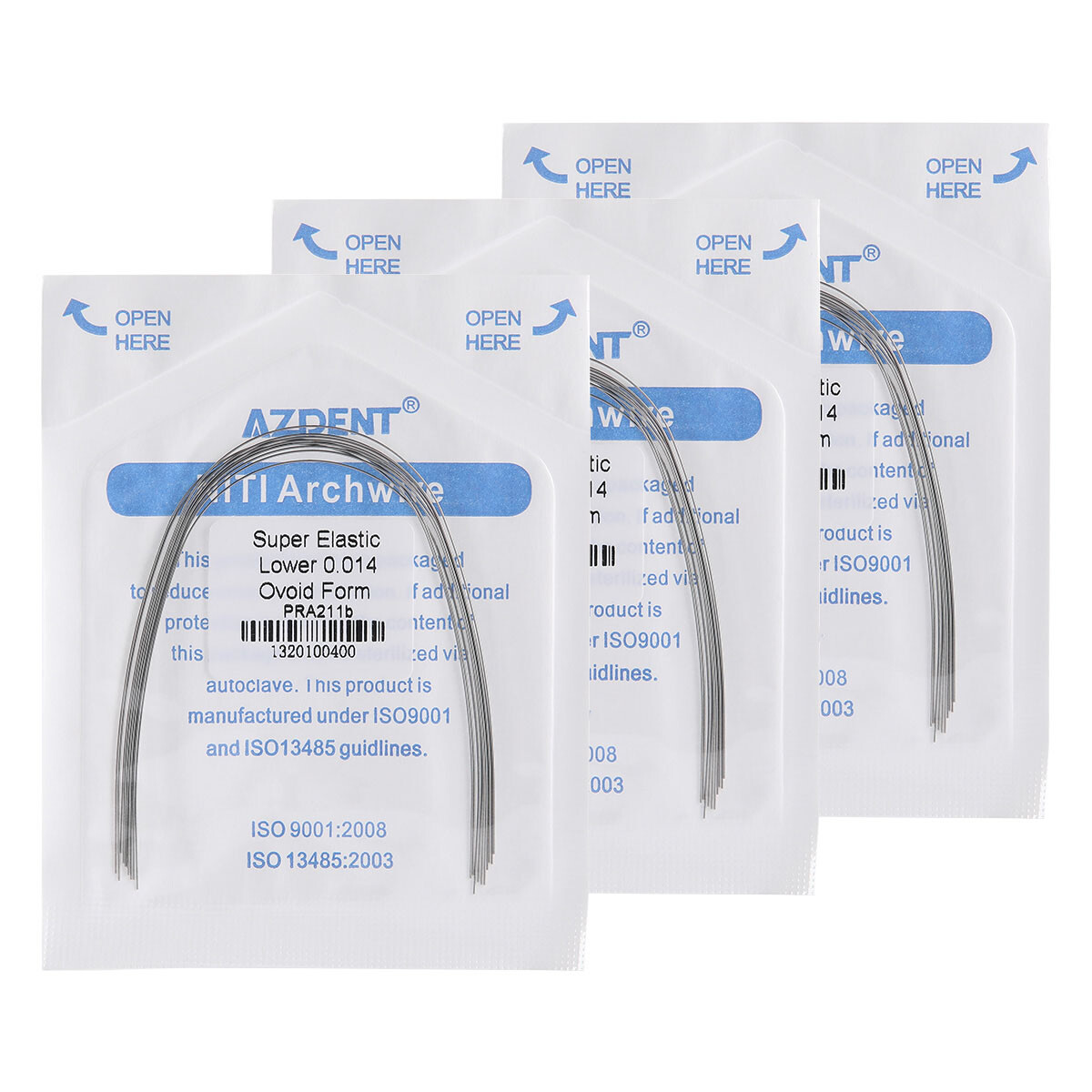 AZDENT Dental Orthodontic Super Elastic Niti Round Arch Wires Ovoid Form U/L