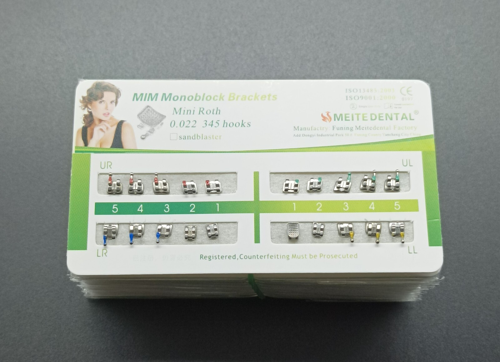 Dental Orthodontic MIM Monoblock Brackets Mini Roth 022 Slot 345 hooks Mesh Base