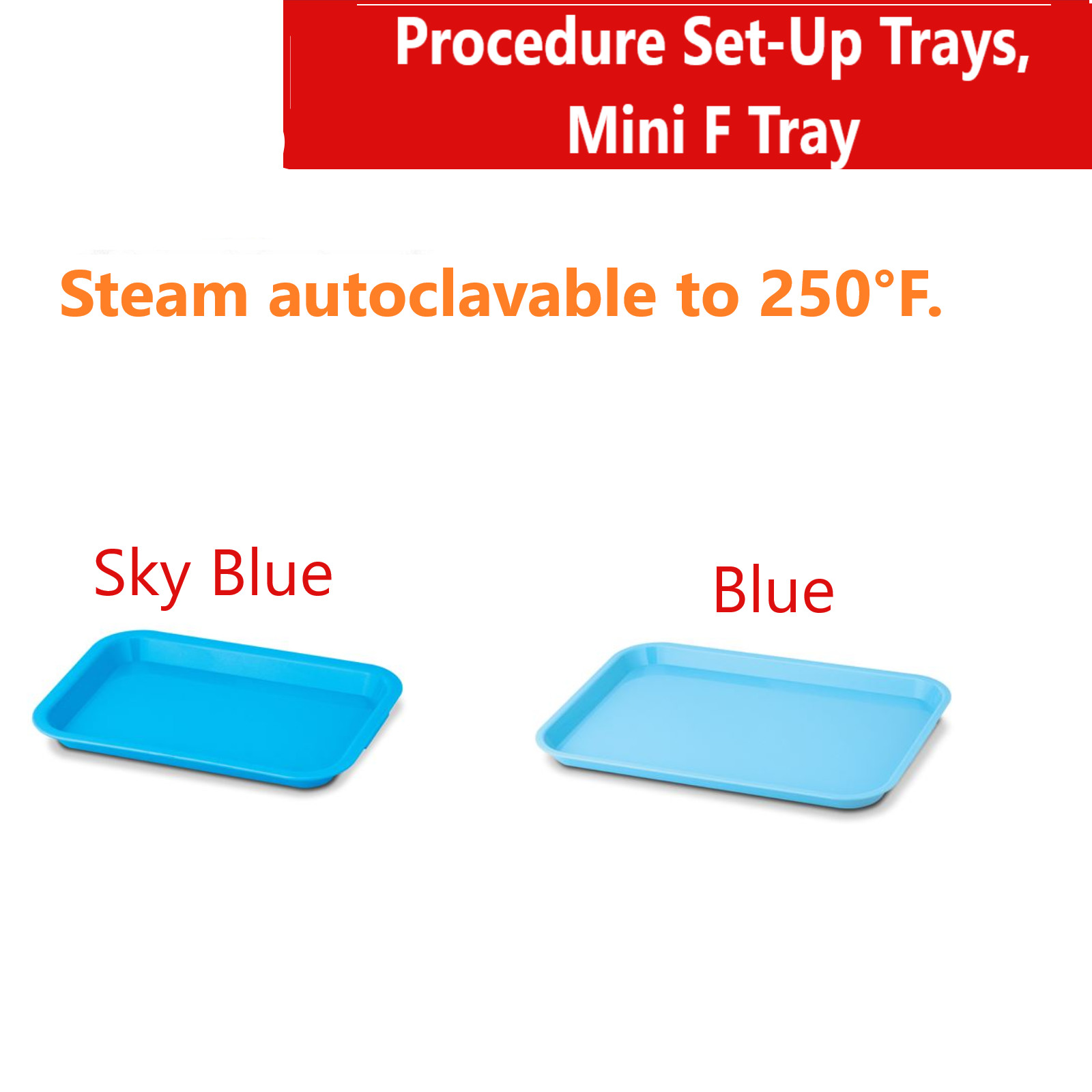 Dental Flat Tray Autoclavable Plastic Instrument Procedure Trays Non-Slip