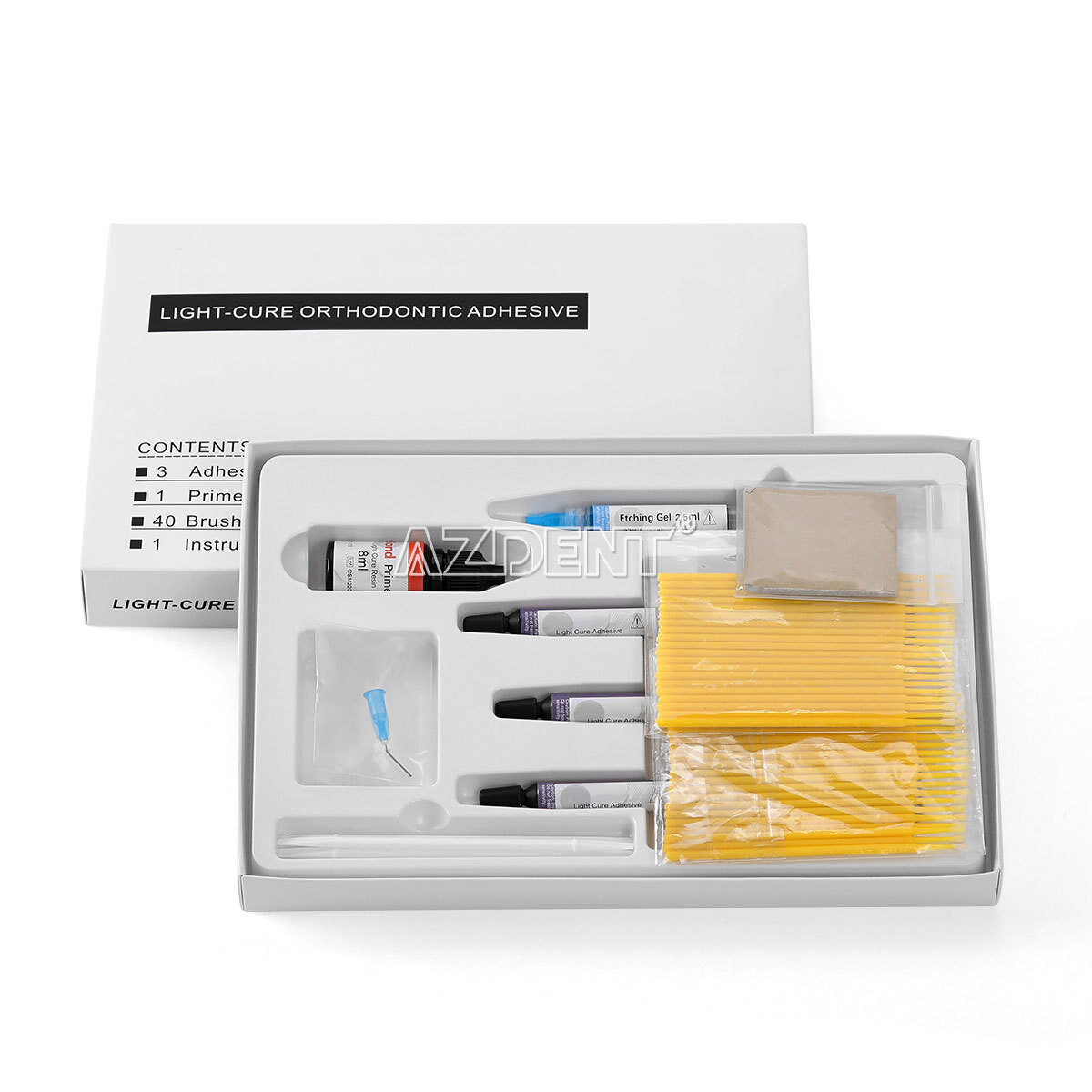 Dental Orthodontic Bonding System Adhesive paste Syringes Light Cure Brushes Kit