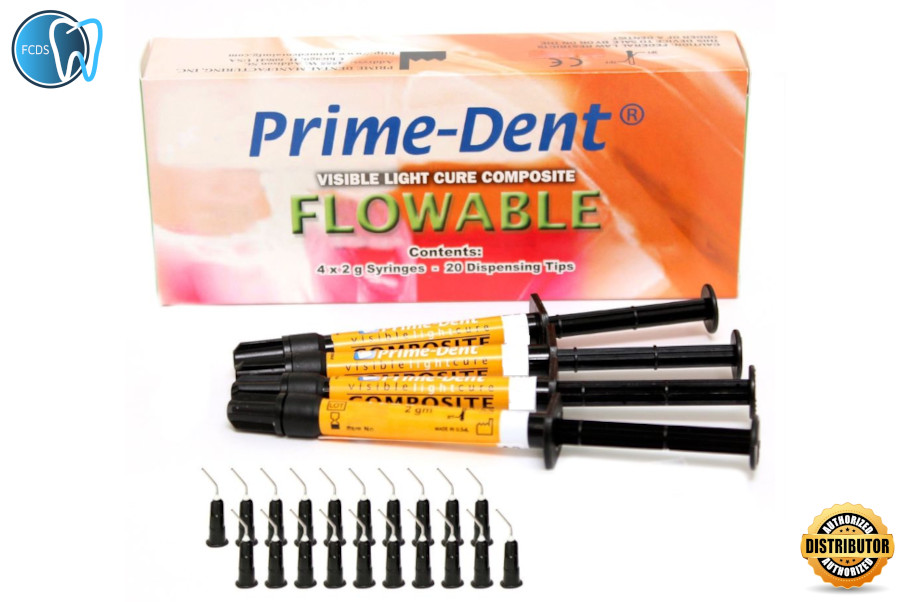 Prime-Dent Dental Flowable VLC Light Cure Composite 4 Syringe Kit – A1