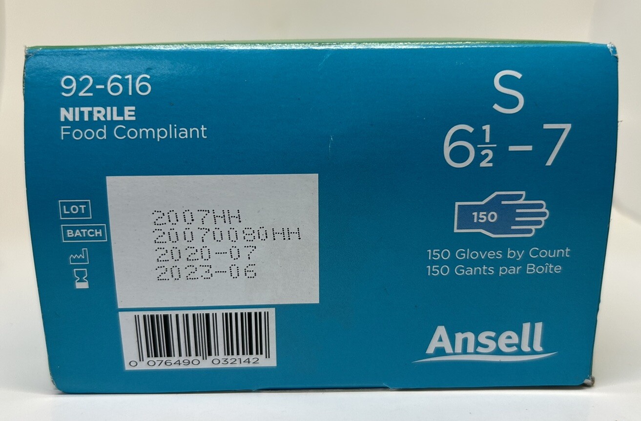 Ansell Touch N Tuff Nitrile Ambidextrous Chem Resist PF 150 Gloves Small 92-616