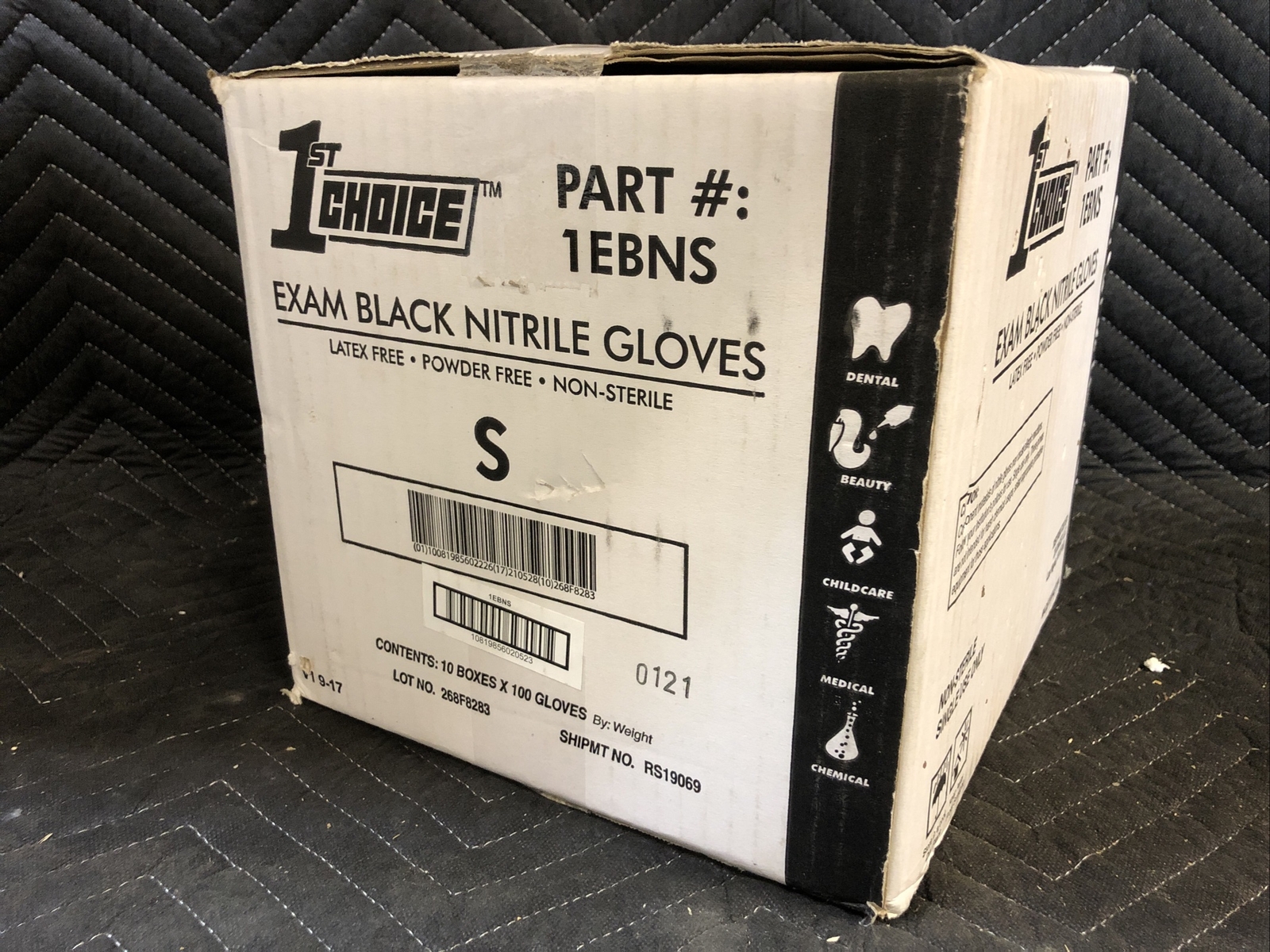 1000ct Case 1st Choice Nitrile Gloves Black 3 Mil Exam Powder Free Non Latex Sm