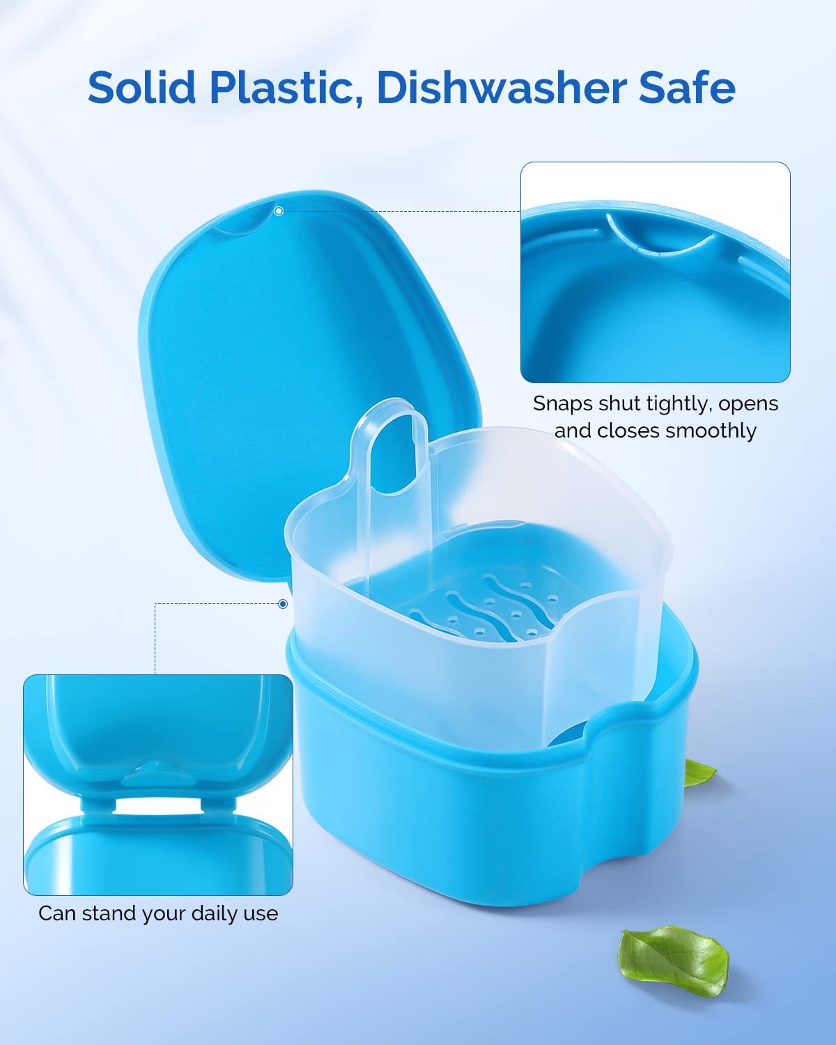 JMU Denture Retainer Case w/ Strainer Apple Shaped False Teeth Storage Box