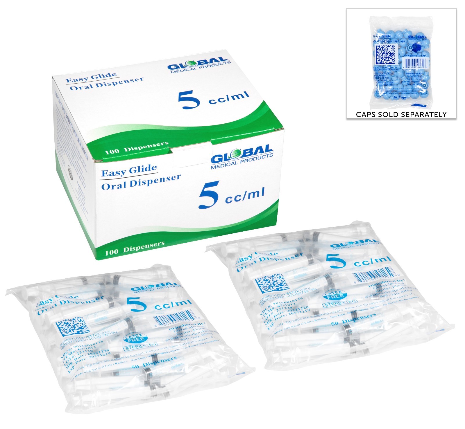 Global Medical Products – 5cc ORAL Syringe – QTY 100 – Sterile – NO TIP CAPS