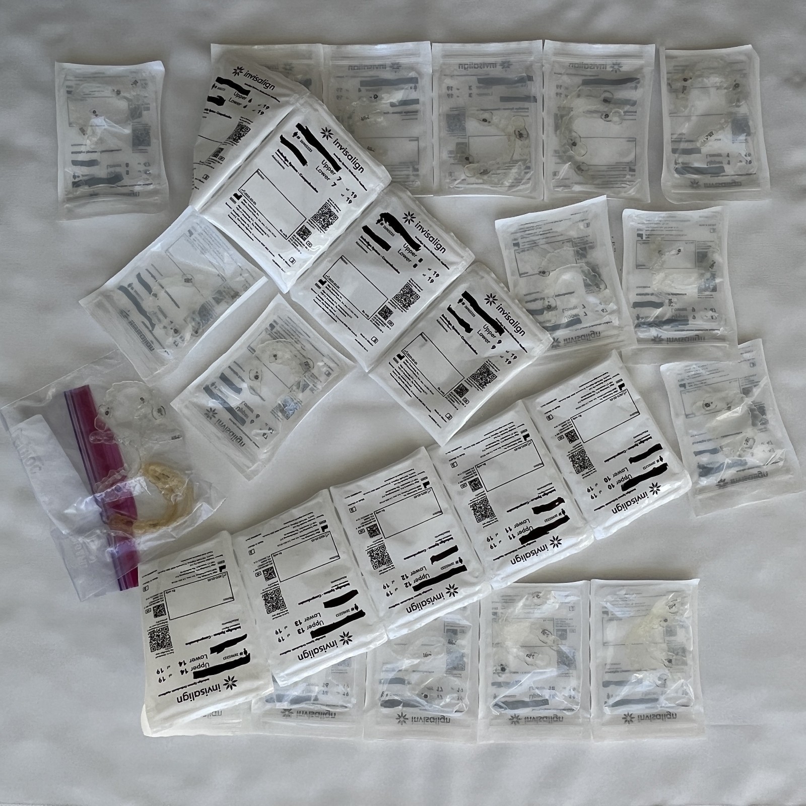 Invisalign aligner trays LOT (28 upper/lower sets) — PROP ONLY, not for use