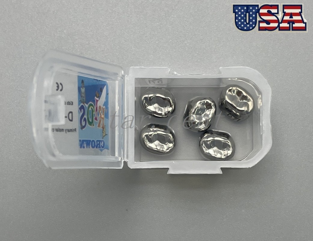 5pcs Dental Temporary Crowns For Kids Stainless Steel Pedo Molar Crown 48 sizes