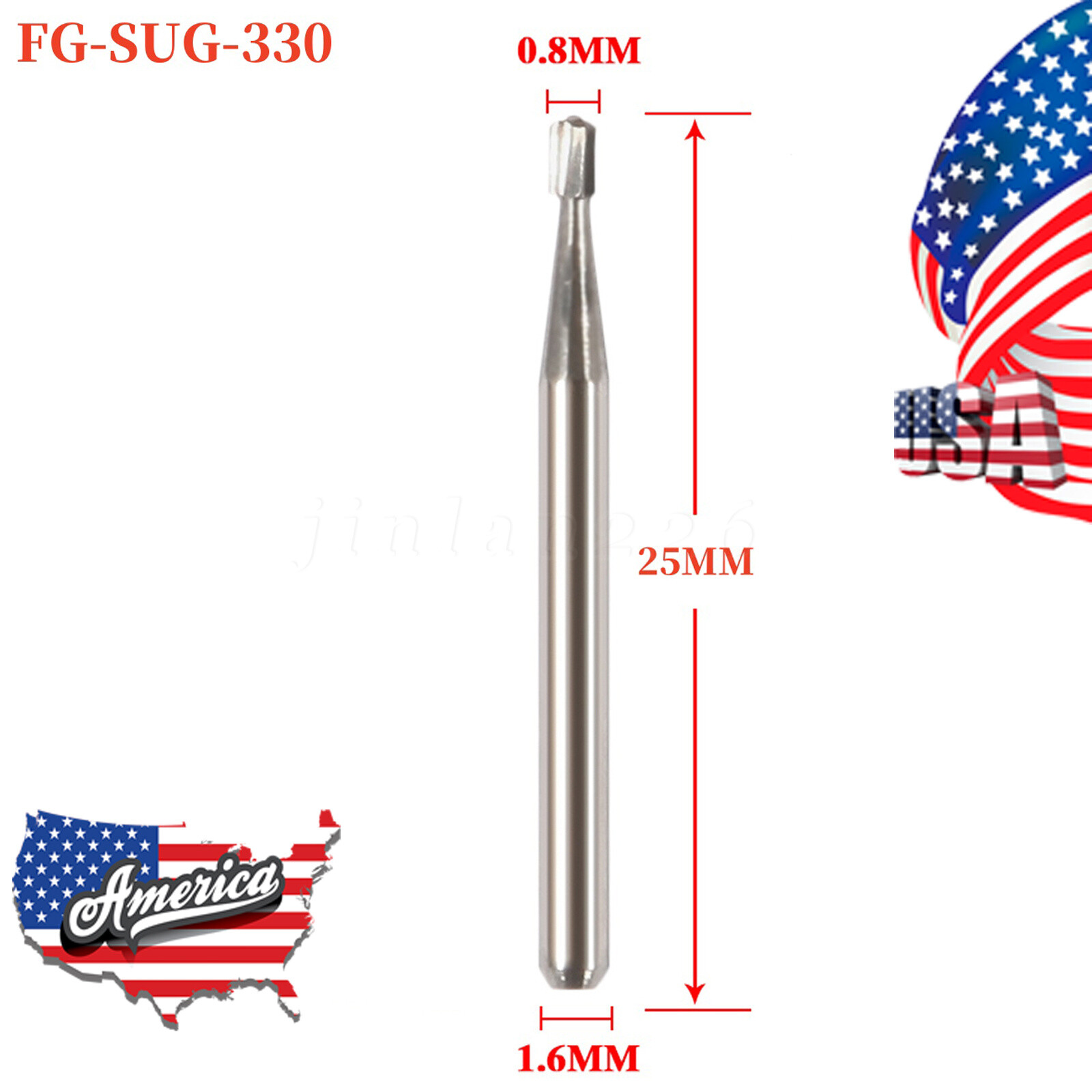 Dental Carbide Bur FG 330L Pear Long Head. Made in China 25mm Surgical