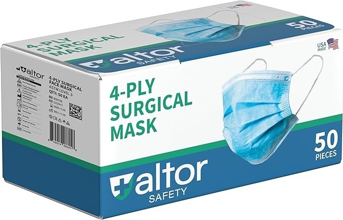 MADE IN USA Altor Safety 4ply Blue Face Mask Comfortable Breathable ✅✅✅
