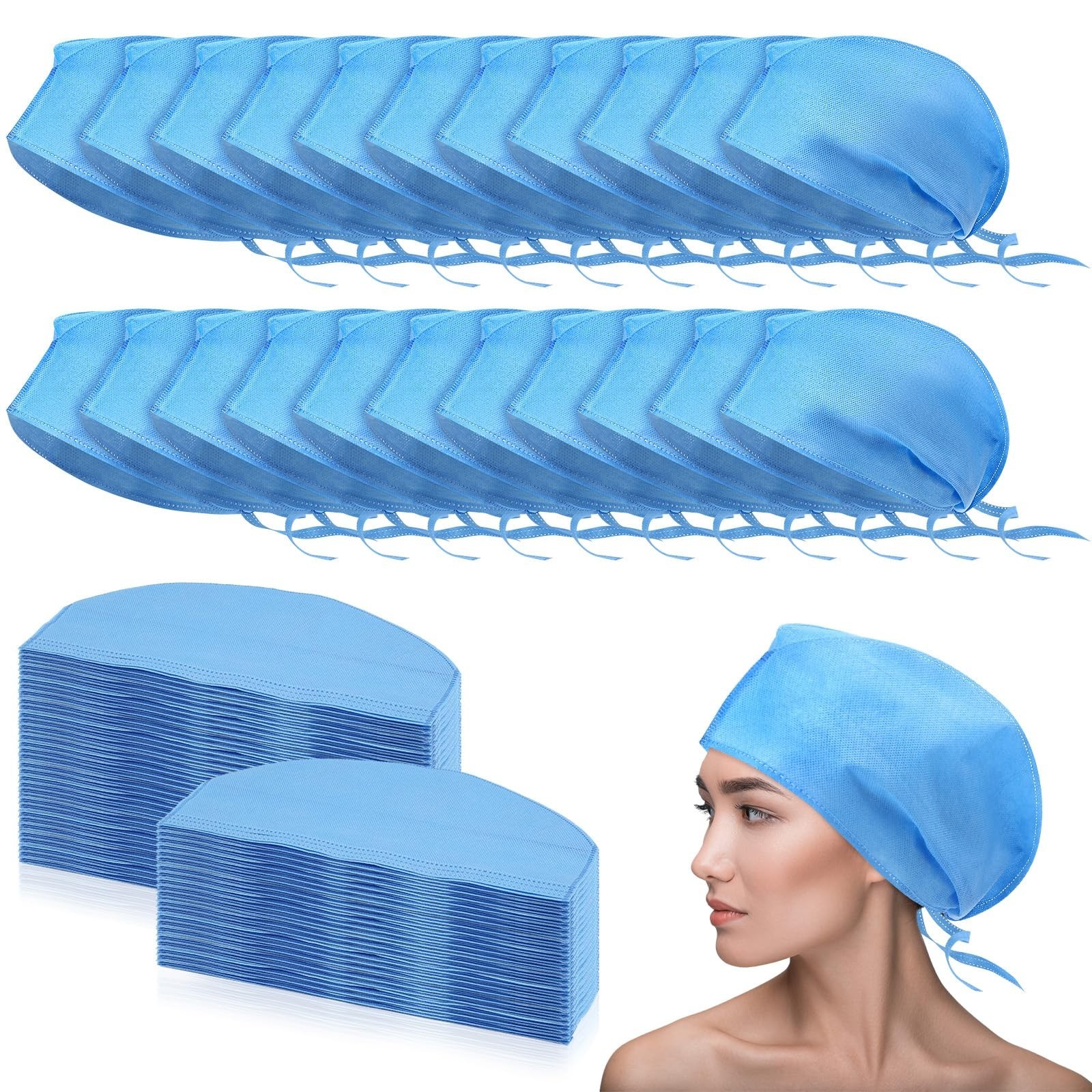 200 Pcs Disposable Surgical Caps Bouffant Scrub Hats Nonwoven Hairnets for Men &