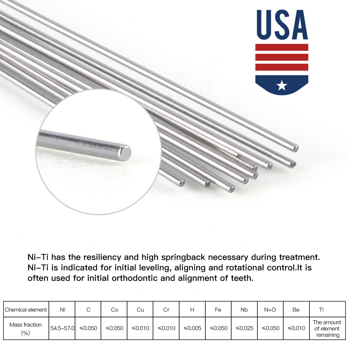 10 XDental Ortho Super Elastic Niti Arch Wires Round Ovoid Form/ Dental Brackets