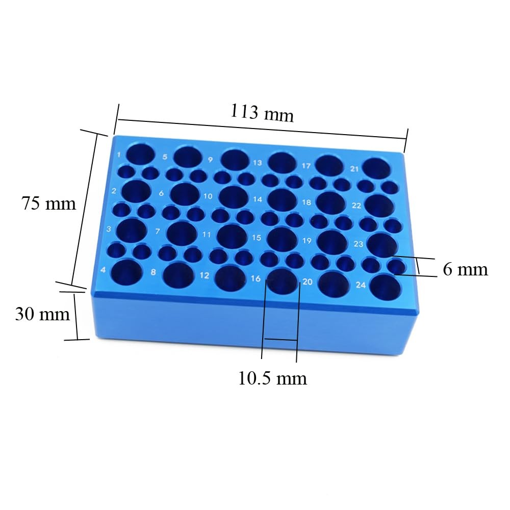 1 Pcs Aluminum Cooler Cooling Block PCR Test Tube Racks, 24-Well for 1.5ml /2…