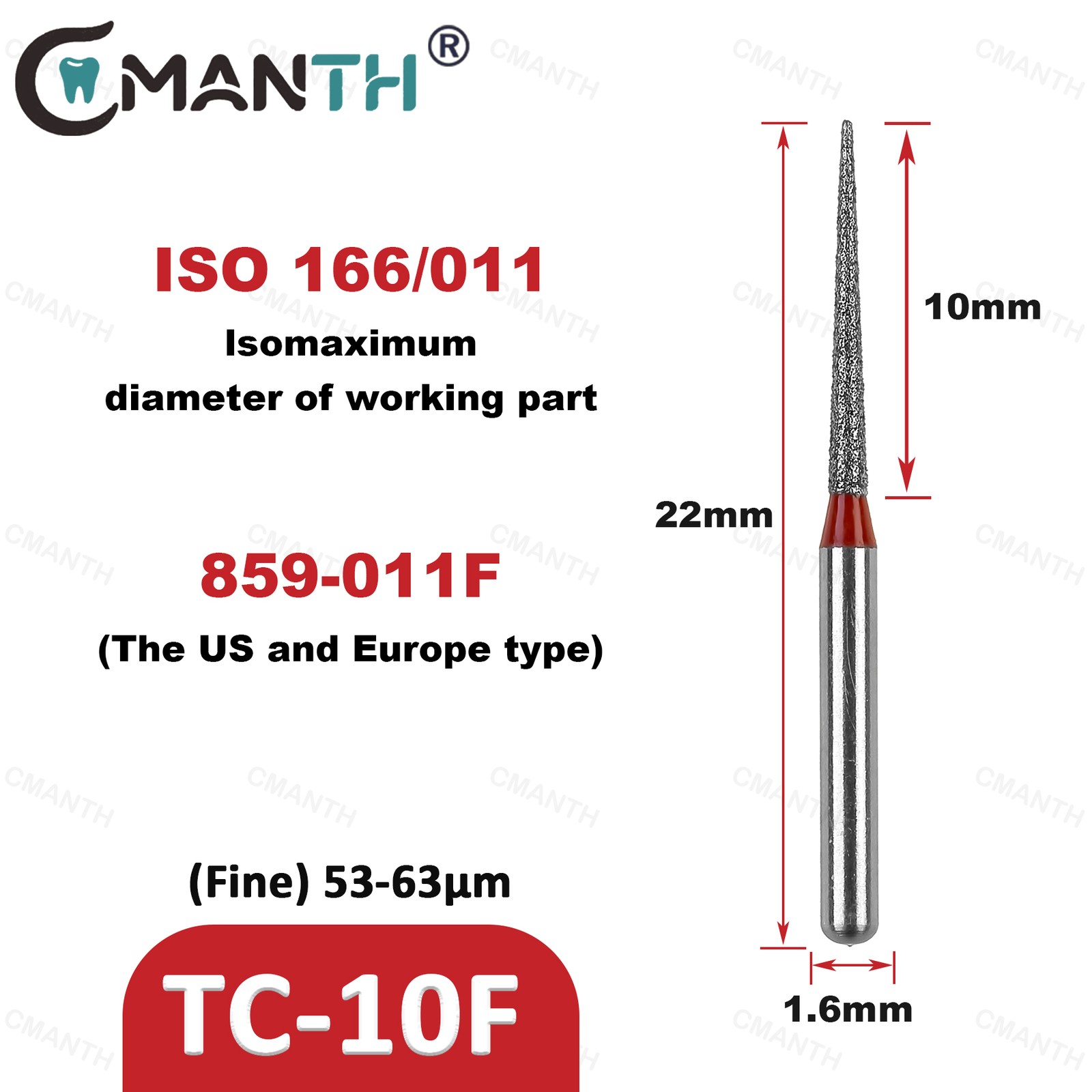 US 20Pcs Dental Burs Diamond Bur Taper Conical End Extra Fine For High Speed FG